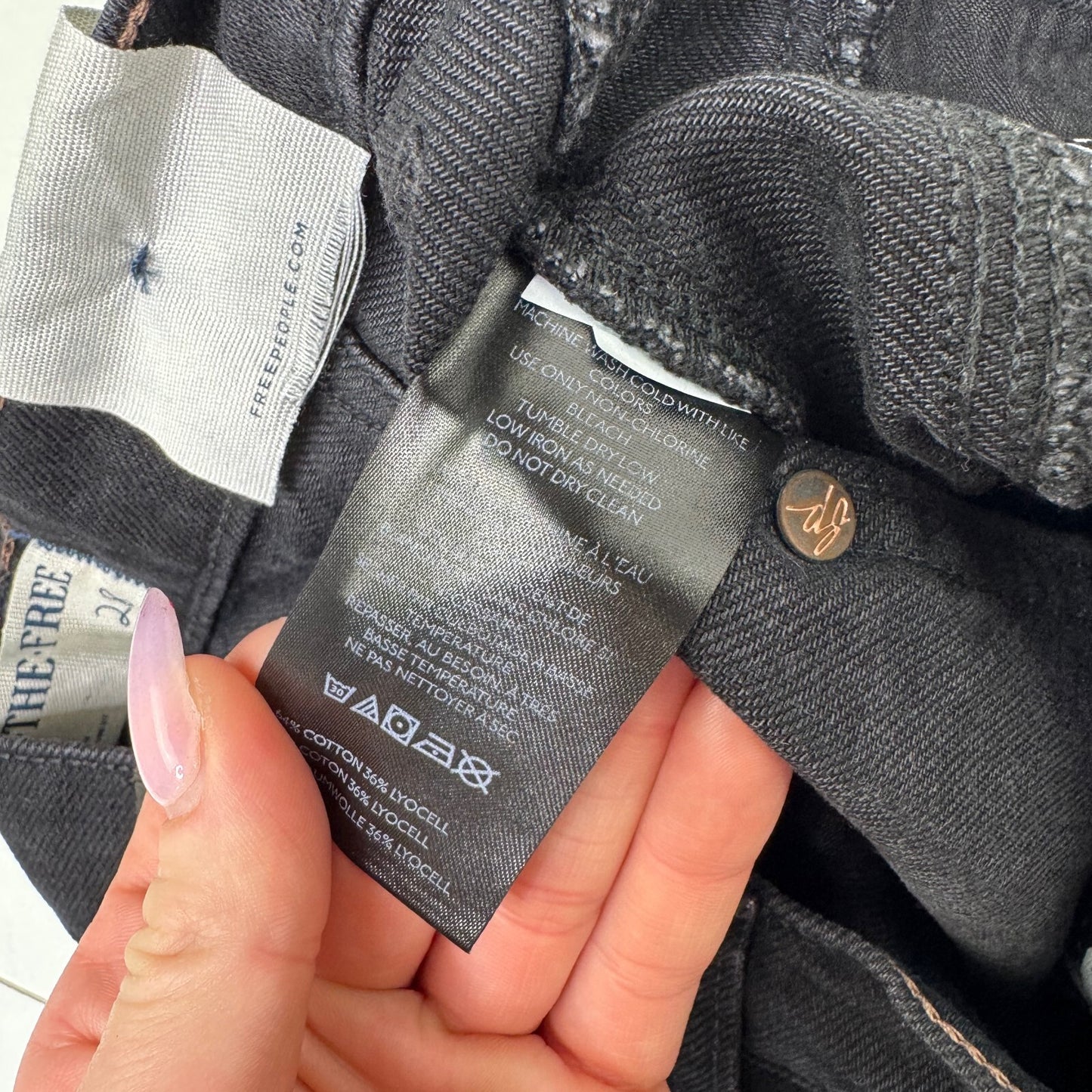 Free People barrel jeans mid rise good luck faded black