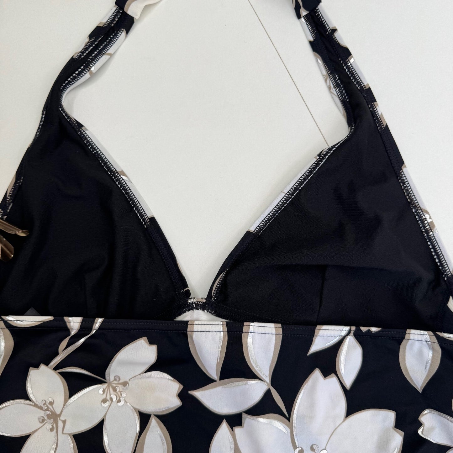 Y2K vintage tankini top floral print halter neck bow
