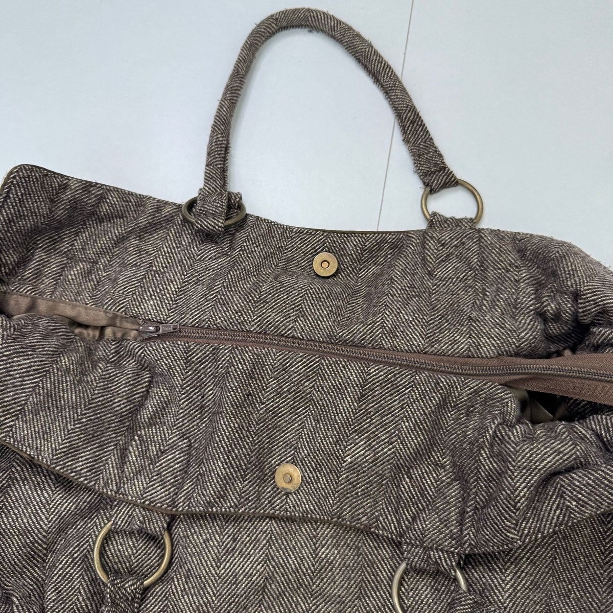 Y2K vintage large shoulder bag tweed boho slouchy floral embellished sparkly