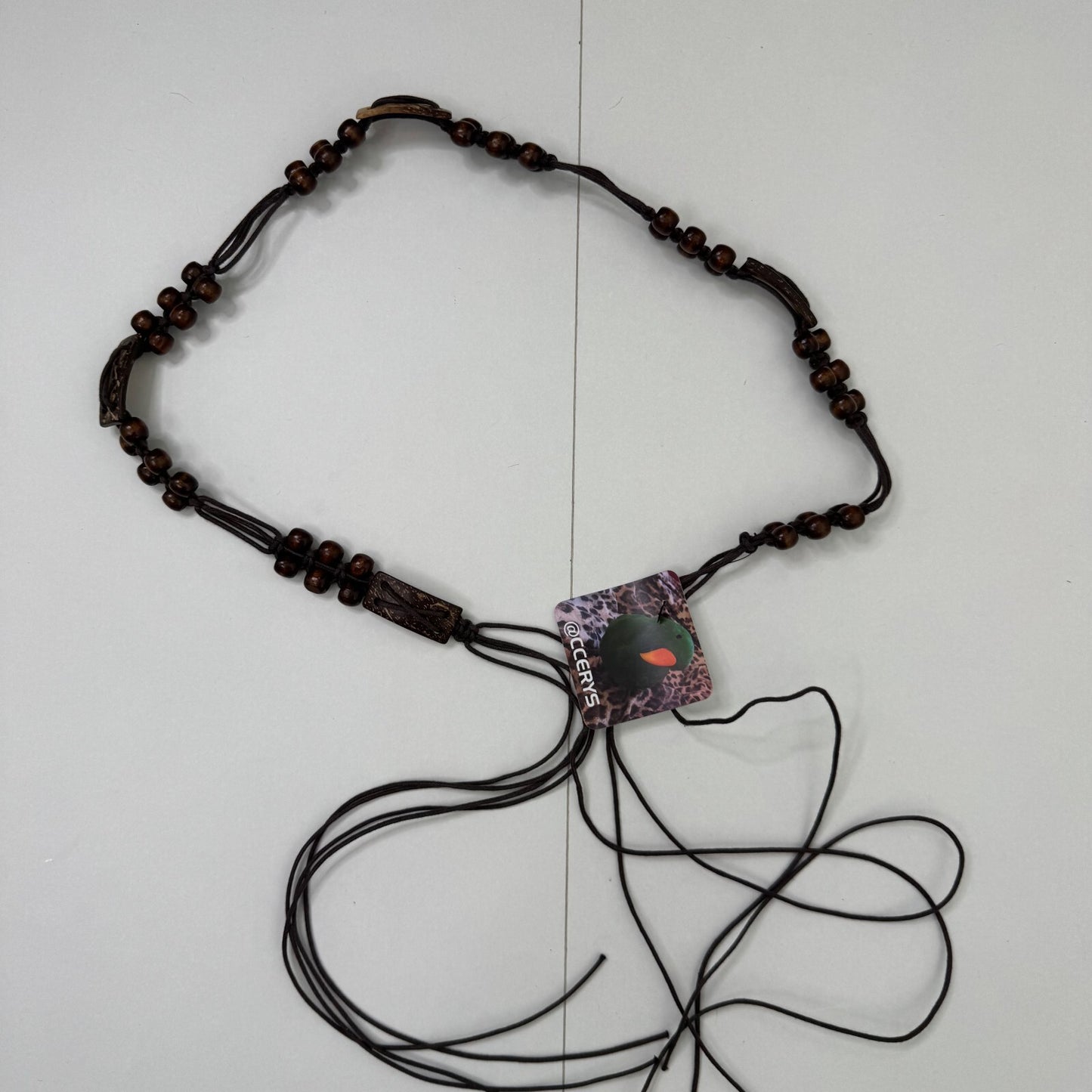 Y2K vintage braided belt boho adjustable bow wooden beads