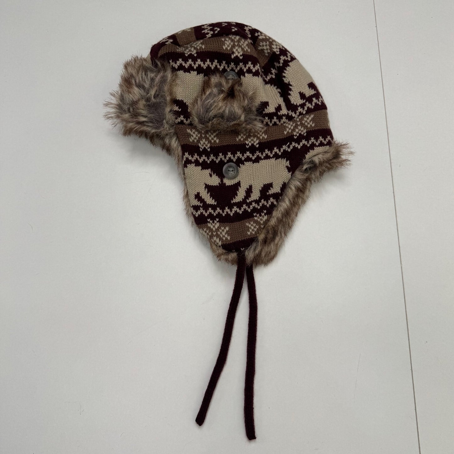 Y2K vintage trapper hat faux fur trim bear knit pattern snowflake aztec unisex