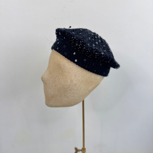 Y2K vintage beret hat sequin knit