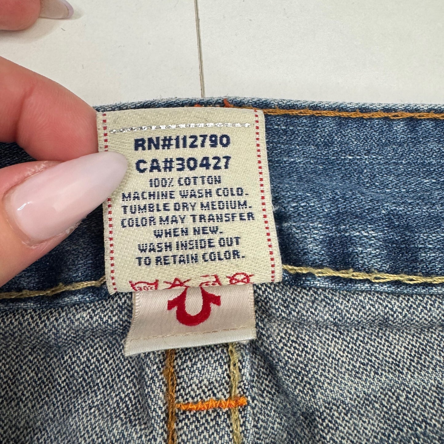 Y2K vintage True Religion bootcut jeans faded blue denim wash embroidered Billy