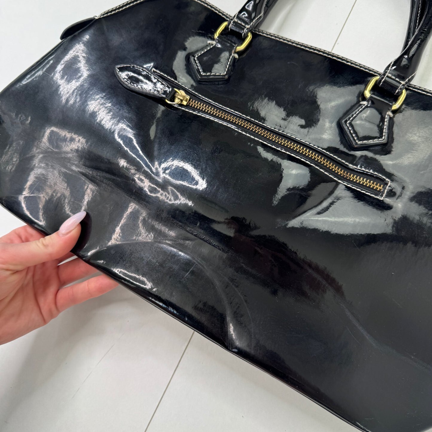 Y2K vintage Paul's Boutique handbag medium with charm patent faux leather