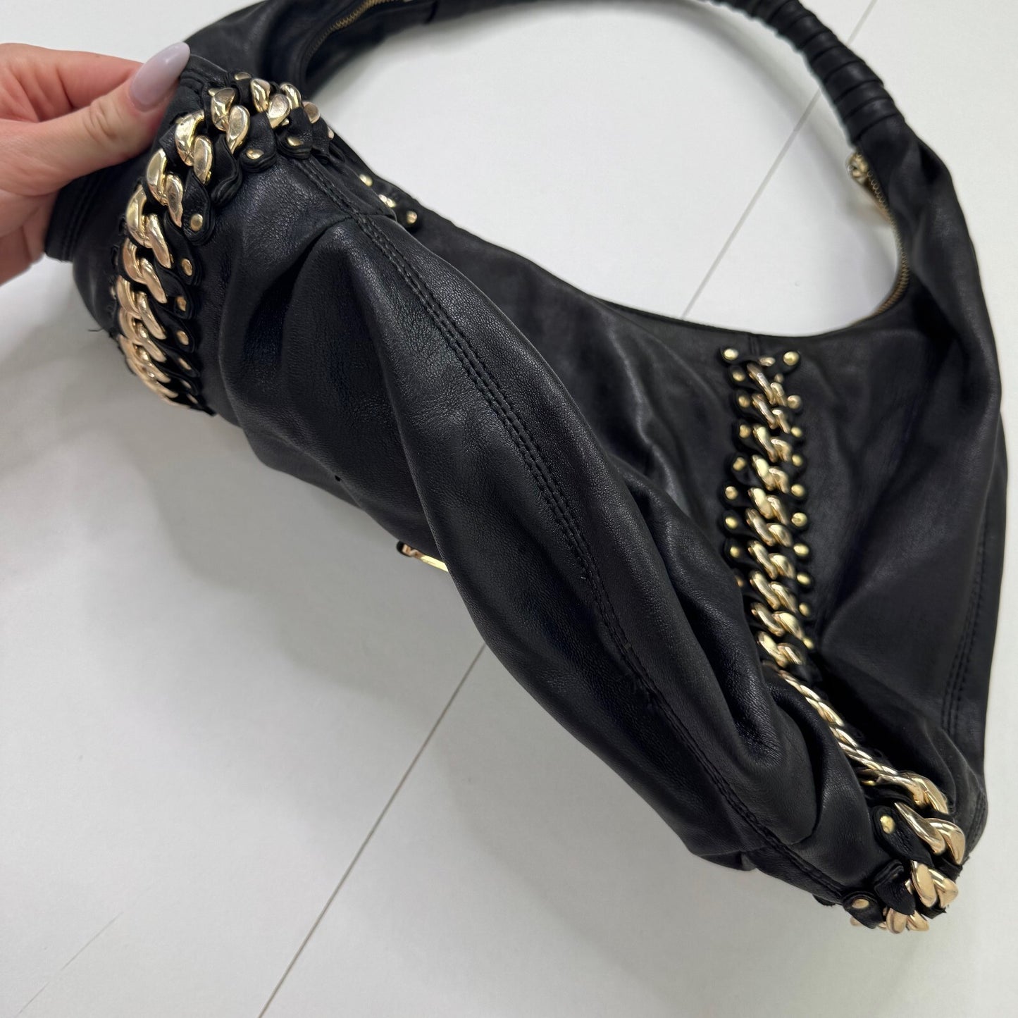 Vintage Michael Kors shoulder bag genuine leather chain boho slouchy medium