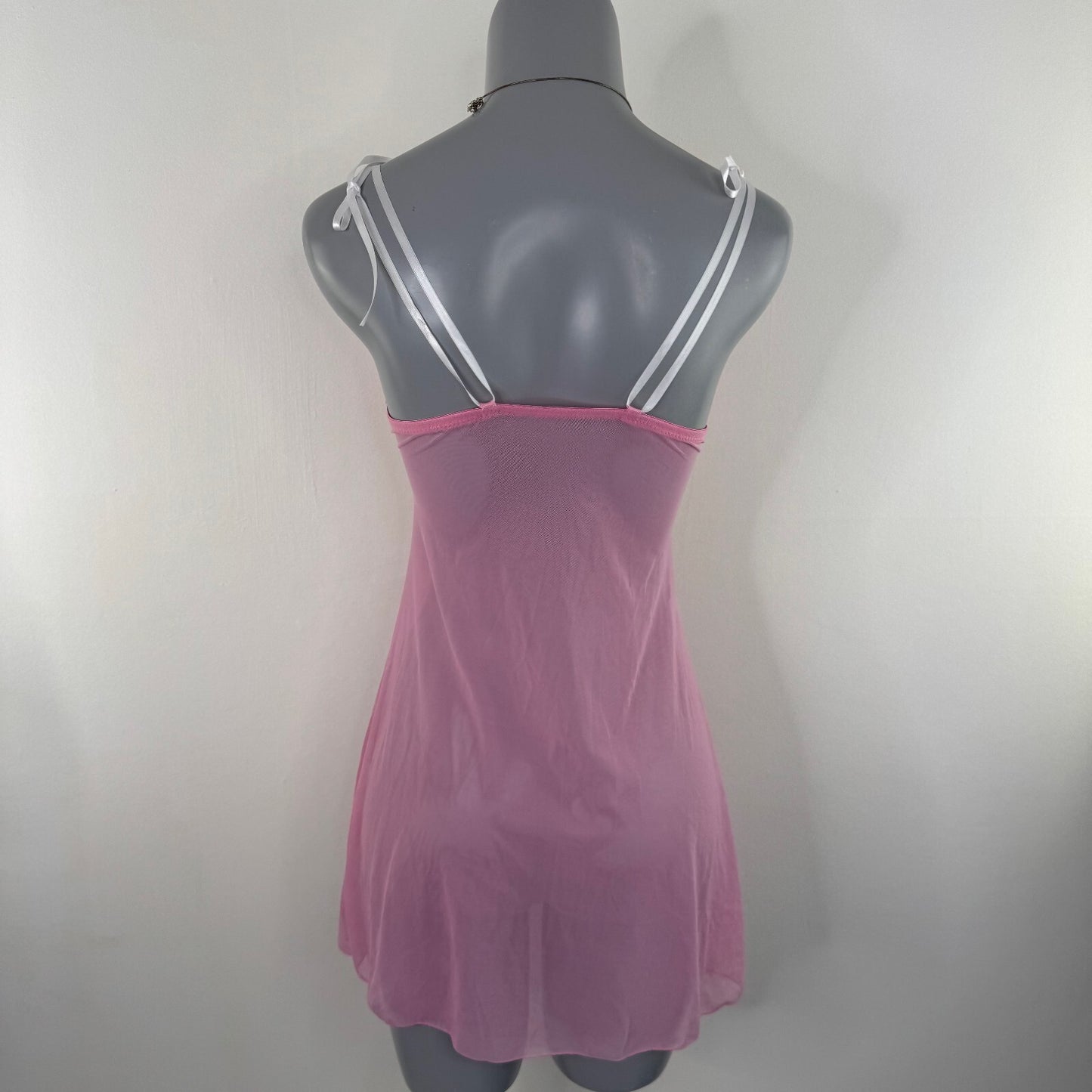 Y2K vintage mesh babydoll sequin floral embroidered mini dress sheer bow