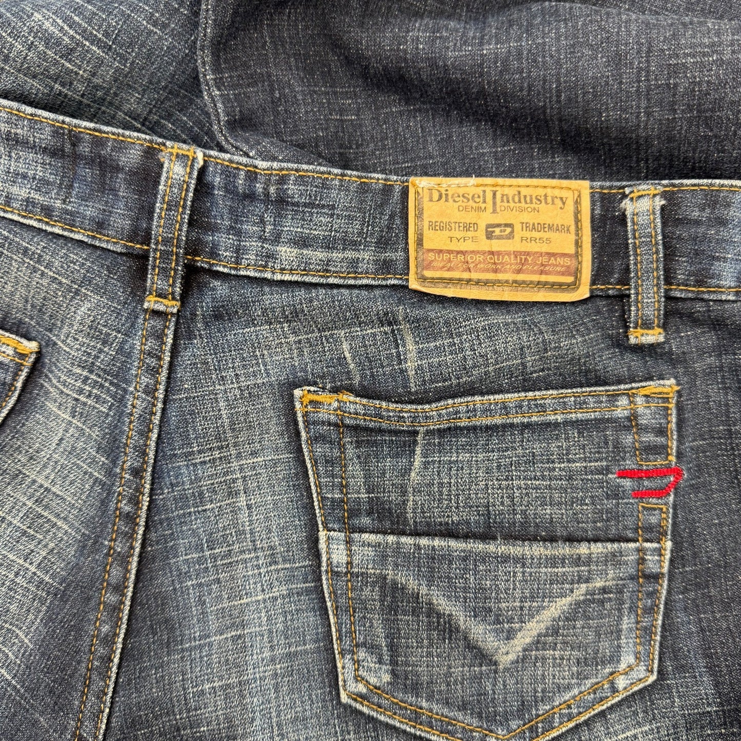 Y2K vintage bootcut denim jeans dark faded blue wash low rise