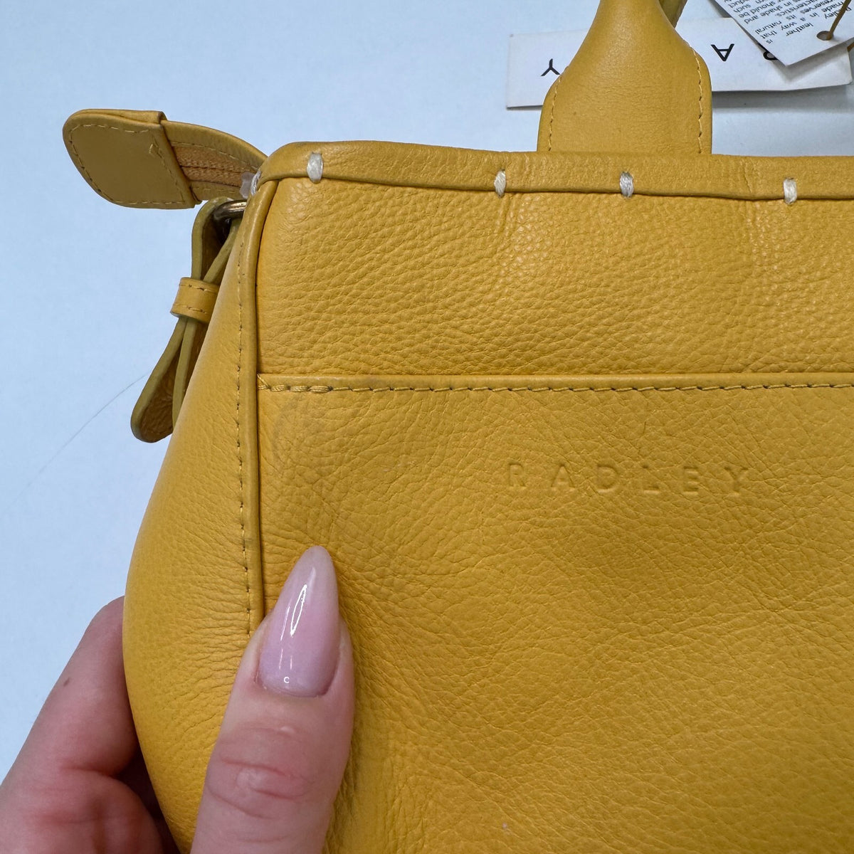 Radley Mustard Yellow Genuine Leather Embroidered Detail Handbag Shoulder Bag