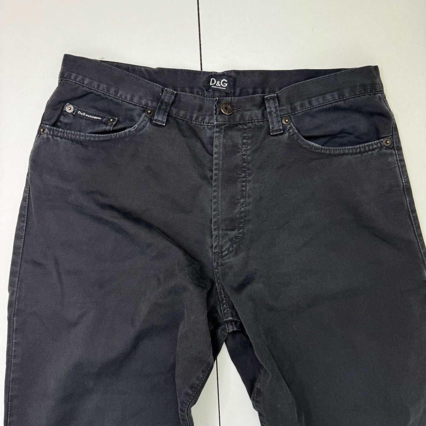 Y2K vintage Dolce & Gabbana straight leg jeans faded black denim wash