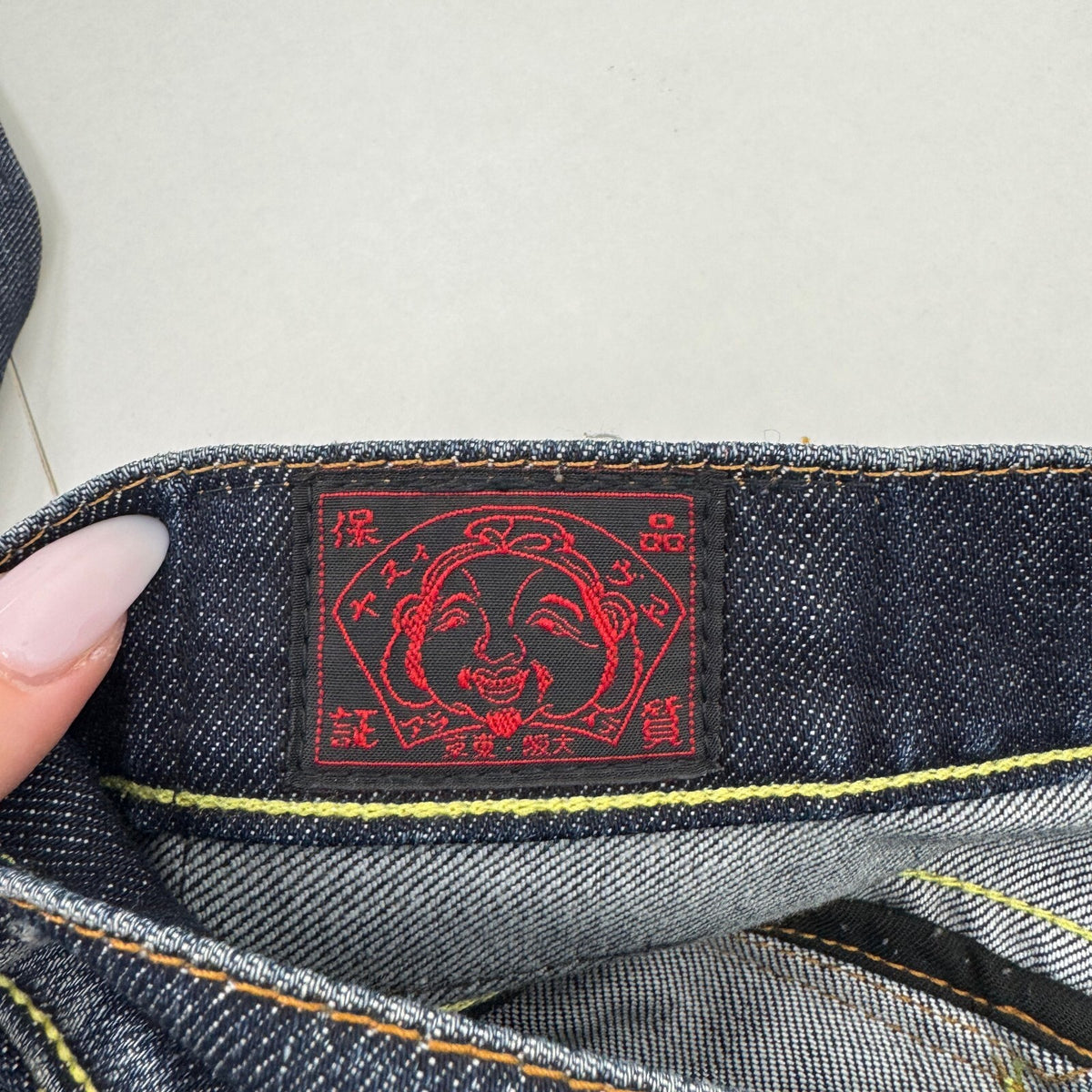 Vintage Y2K Evisu Low Rise Bootcut Jeans Distressed Seagull Logo Dark Wash Denim