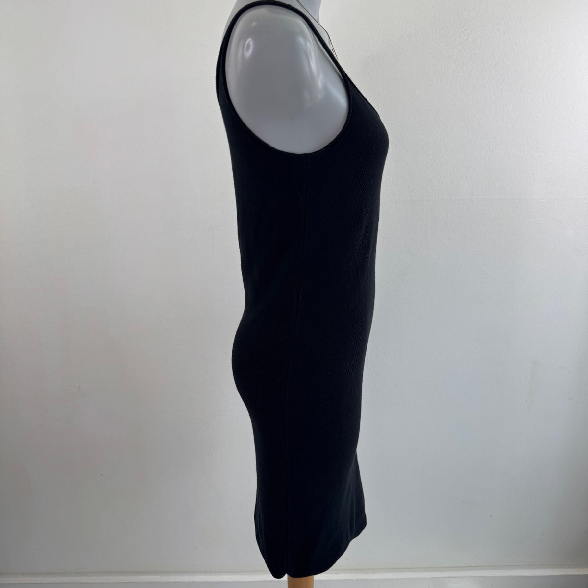 AllSaints knitted midi dress deep v neck black stretchy fitted knee length