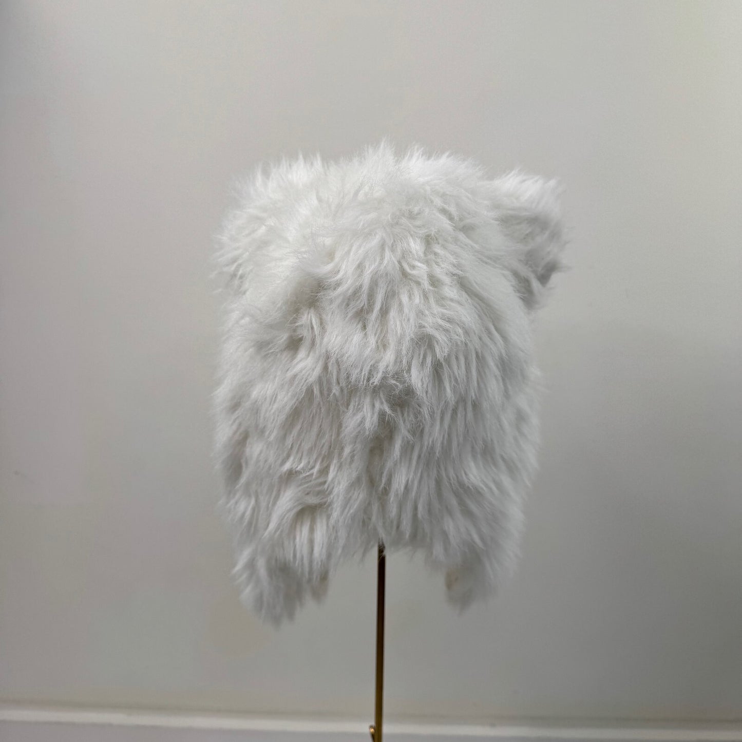 Y2K vintage bear hat ears faux fur white trapper fleece lined unisex
