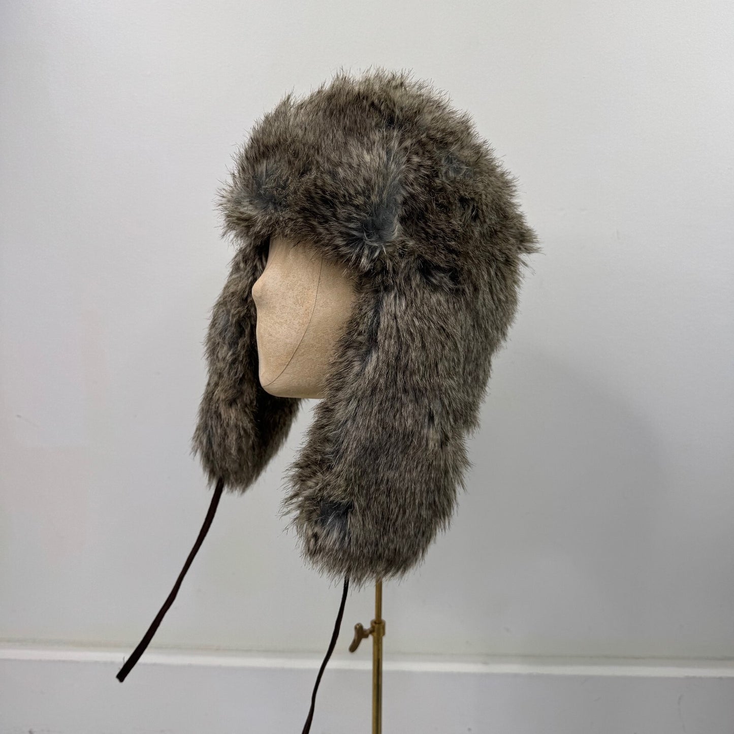 Y2K vintage trapper faux fur hat dark brown unisex