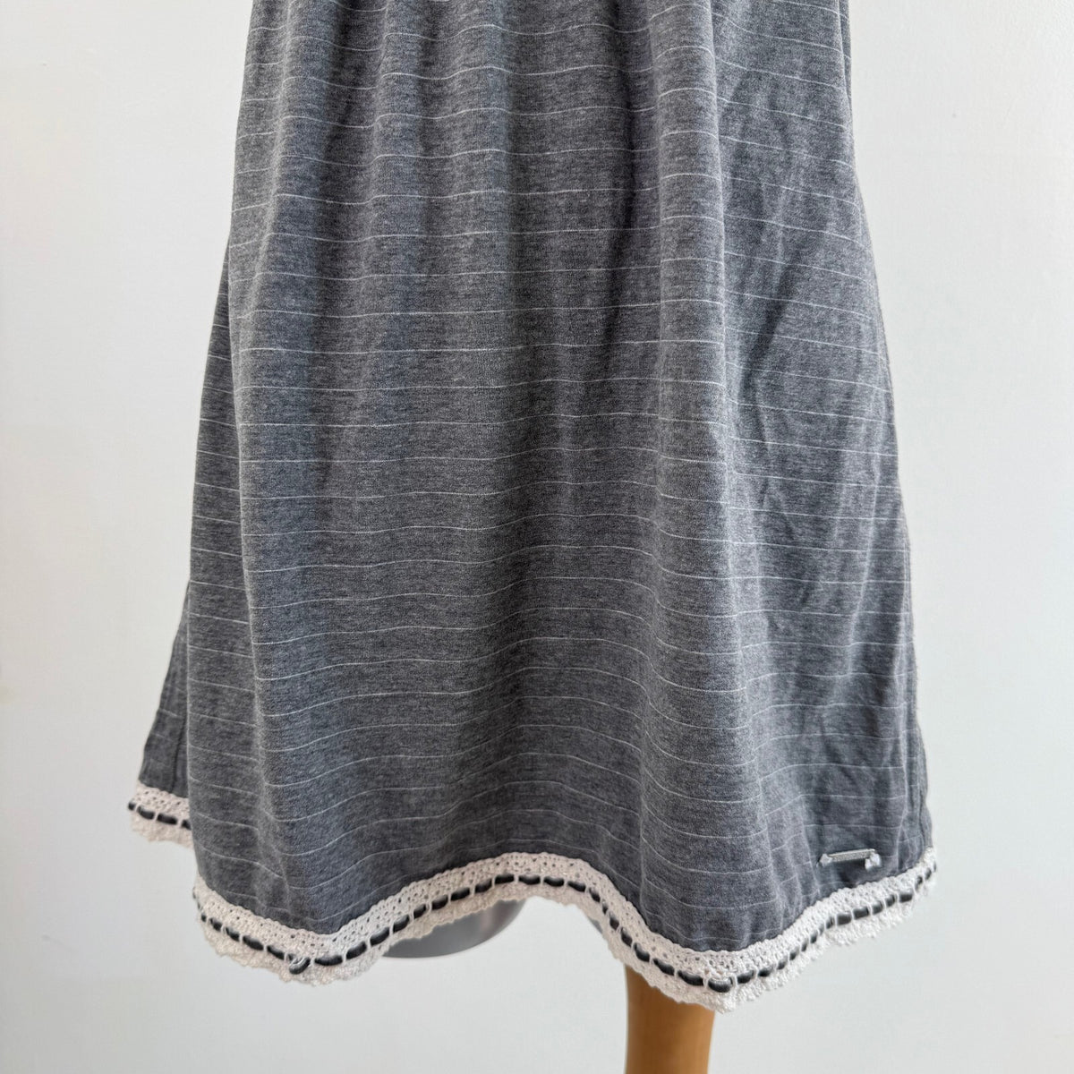 Y2K vintage mini dress coquette stripe a line puff sleeve short bow ruched grey