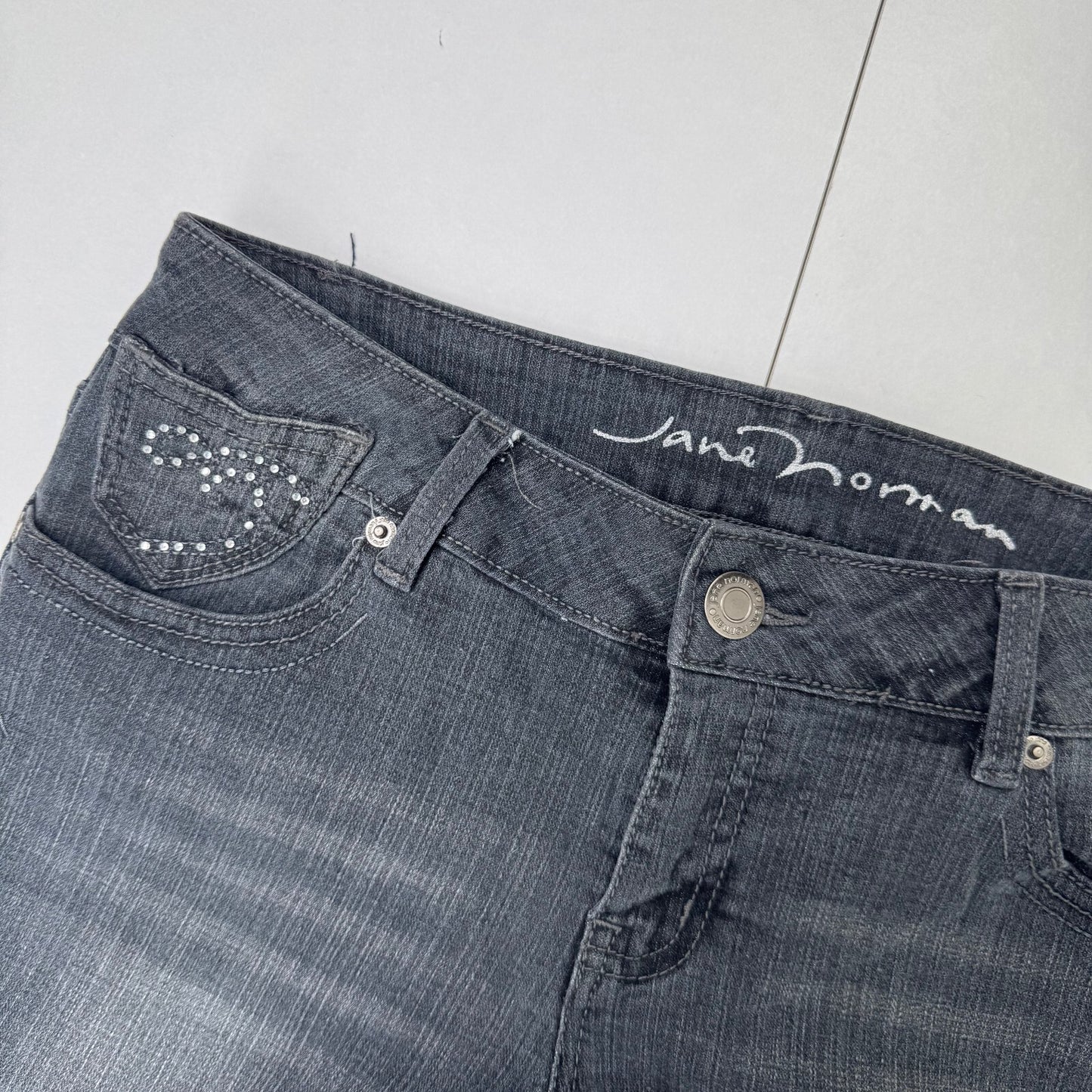 Vintage Jane Norman low rise denim jeans skinny stretchy rhinestone