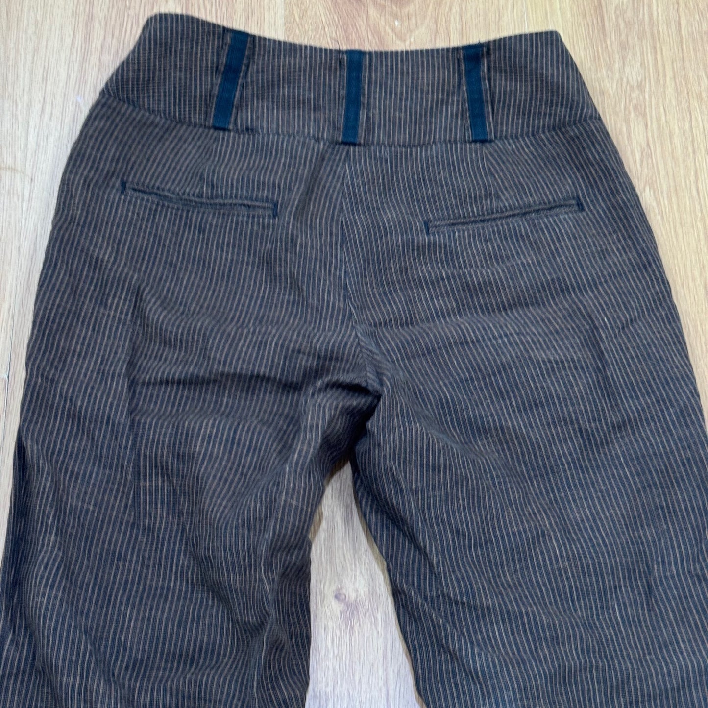 Y2K vintage linen tailored wide leg trousers dress pants formal office pinstripe