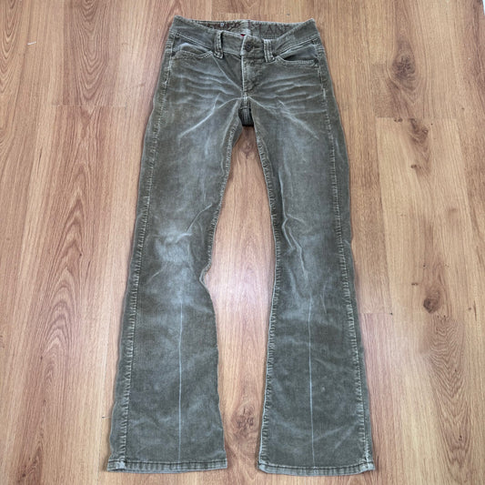 Y2K vintage bootcut corduroy jeans low rise faded stretchy light brown