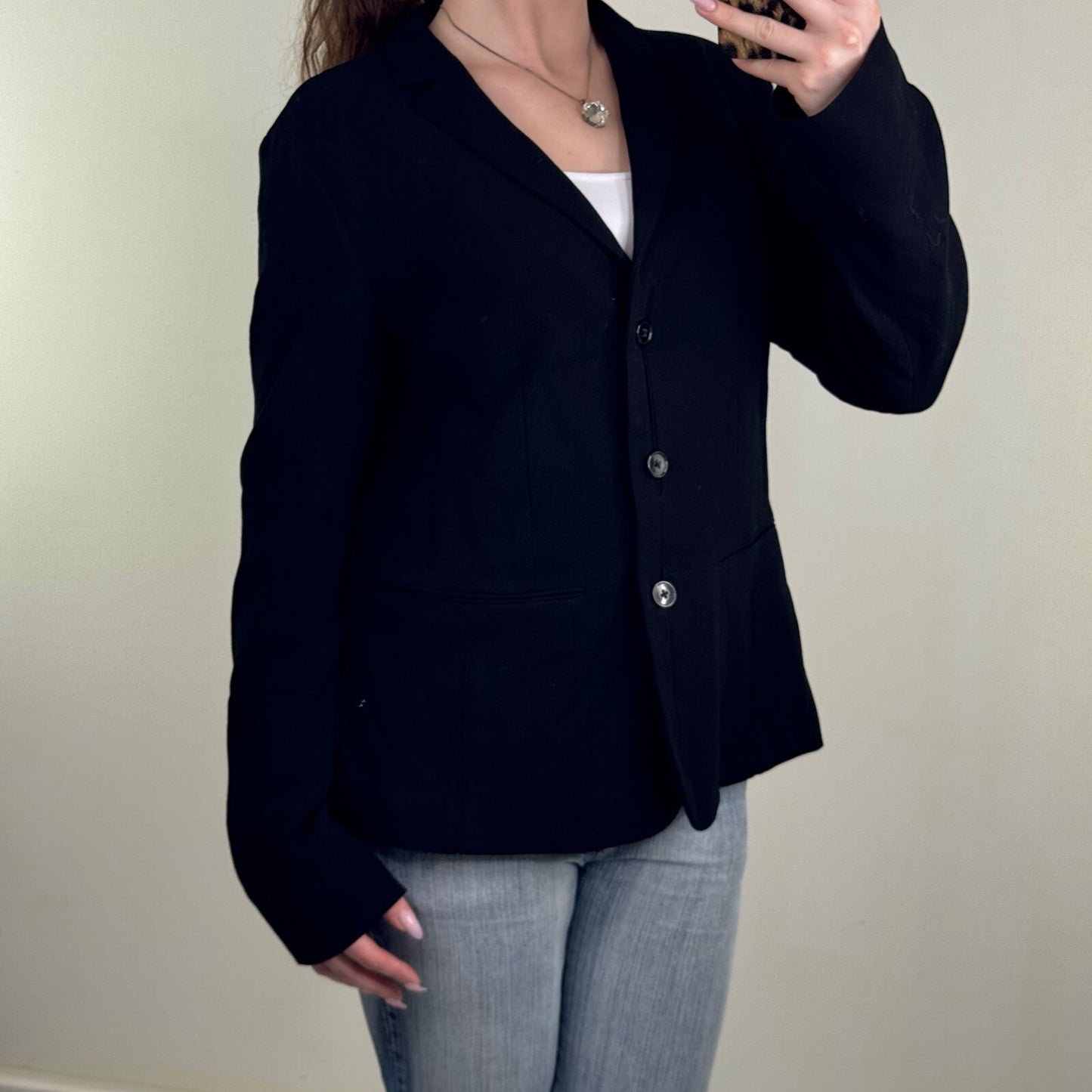 Vintage Jil Sander blazer jacket wool/ silk blend tailored button up v neck