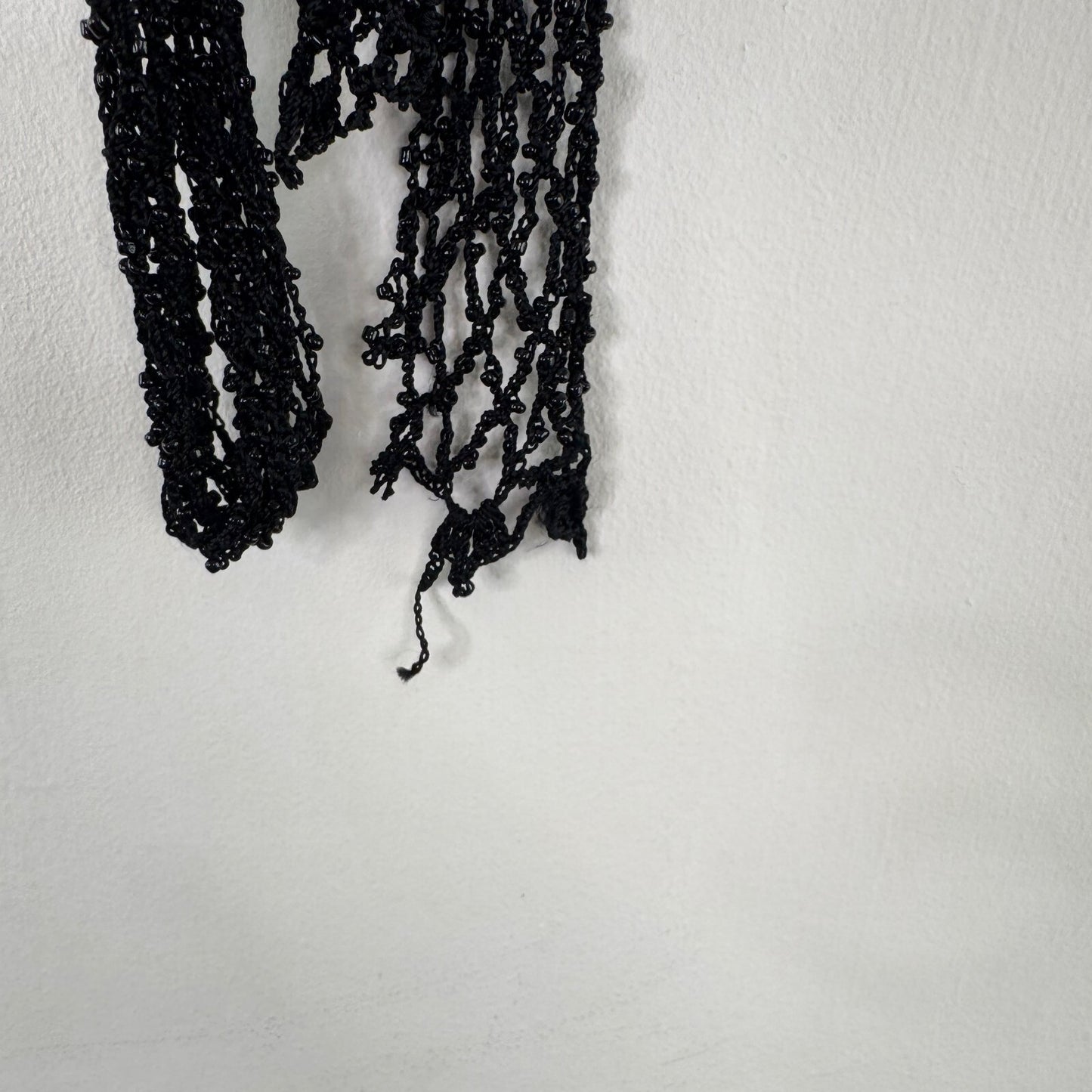 Y2K vintage beaded scarf skinny thin sheer black