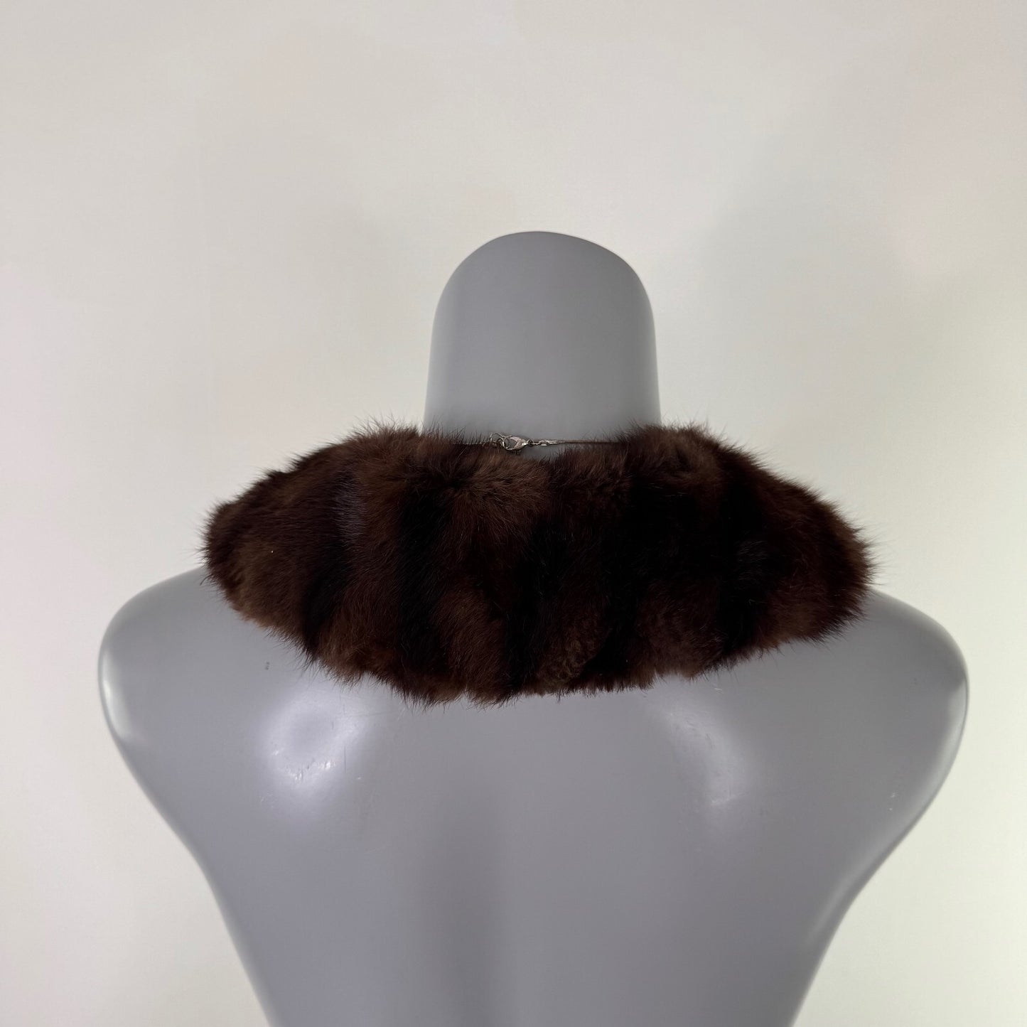 Vintage genuine fur collar trim scarf brown stripe