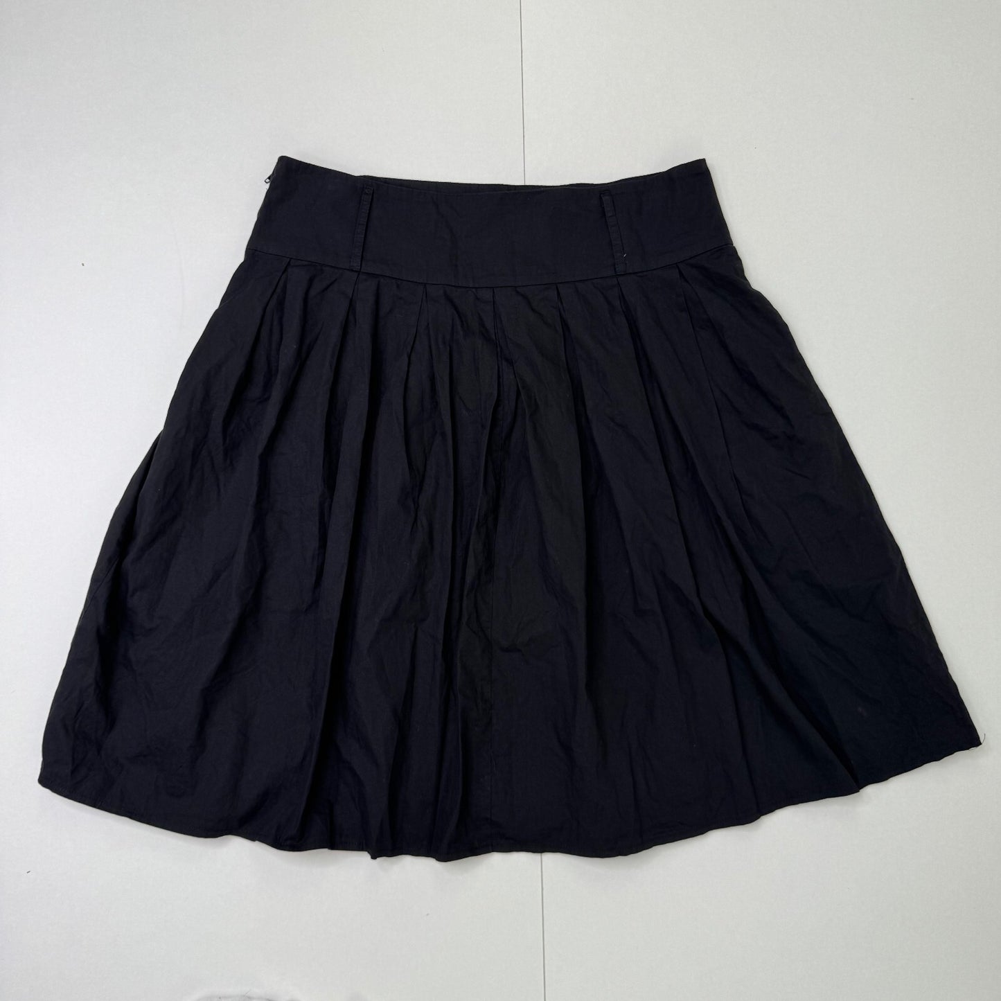 Y2K vintage midi skirt a line pleat knee length puffy black