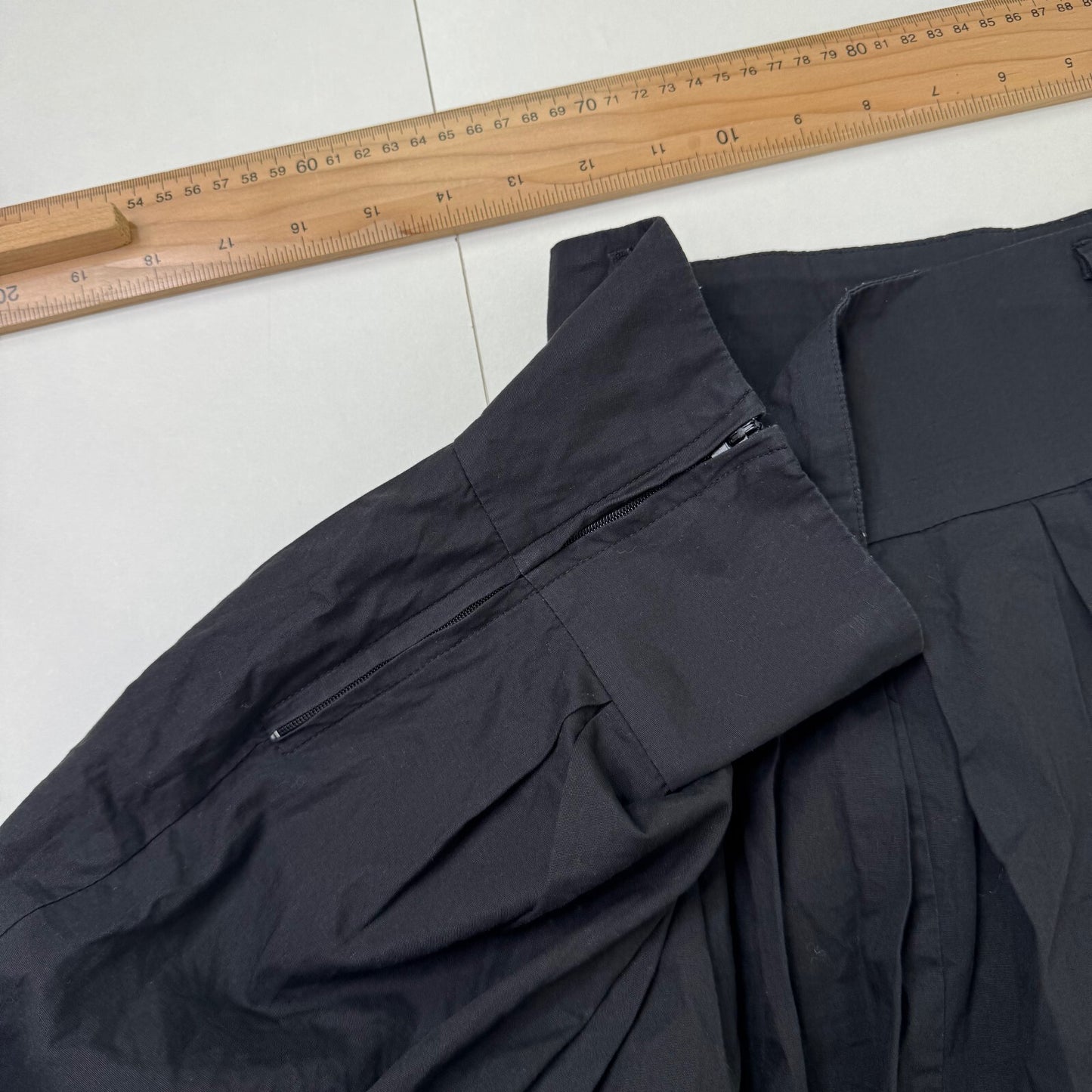 Y2K vintage midi skirt a line pleat knee length puffy black