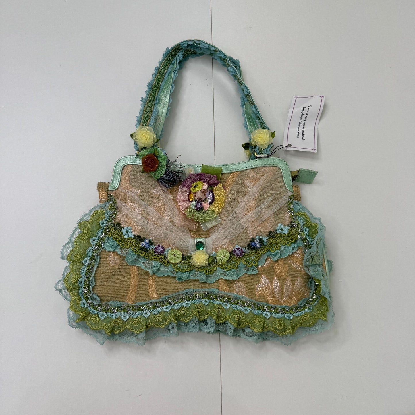 Y2K vintage small handbag coquette embellished boho lace frilly floral lolita
