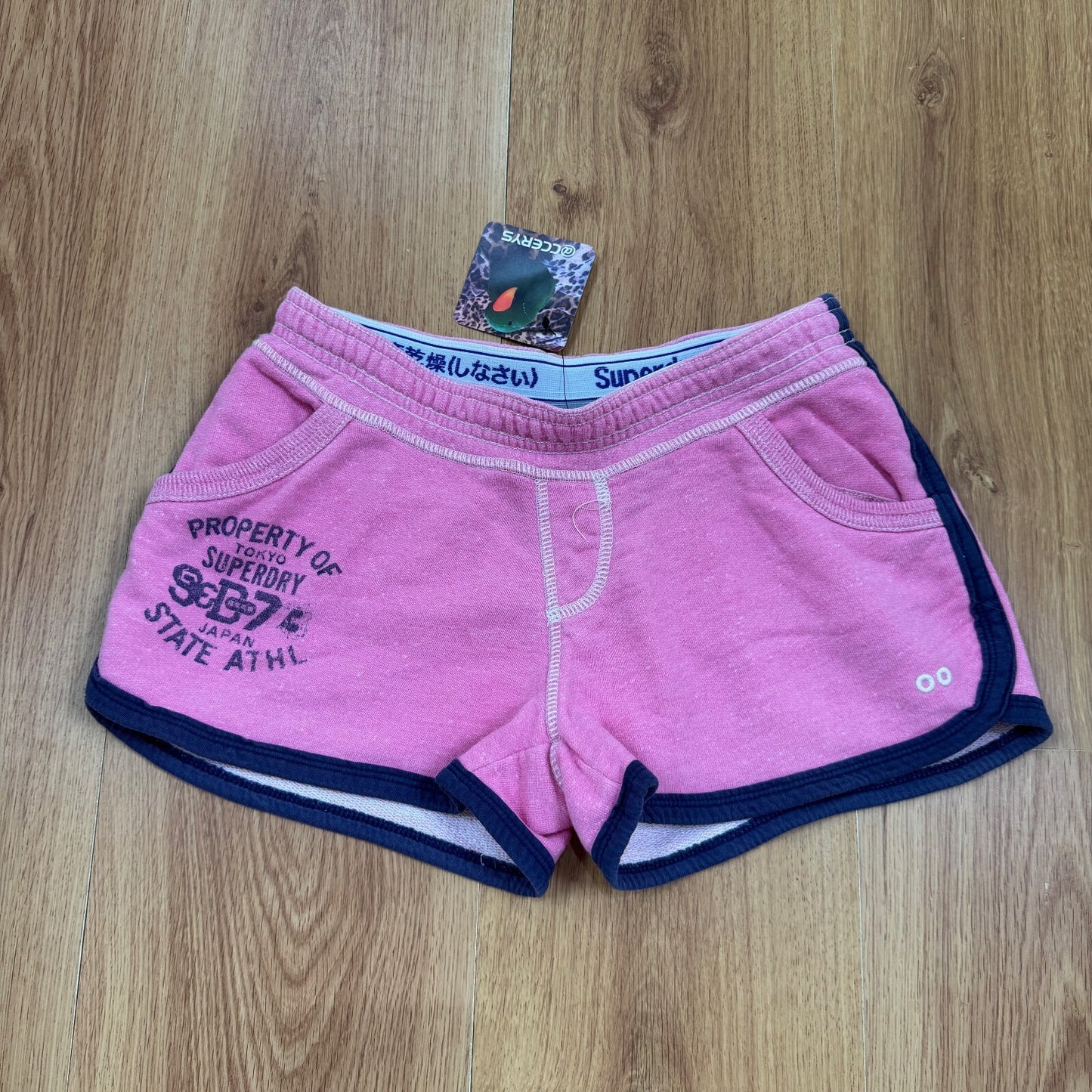 Y2K vintage low rise mini shorts sporty pink contrast stretchy jersey