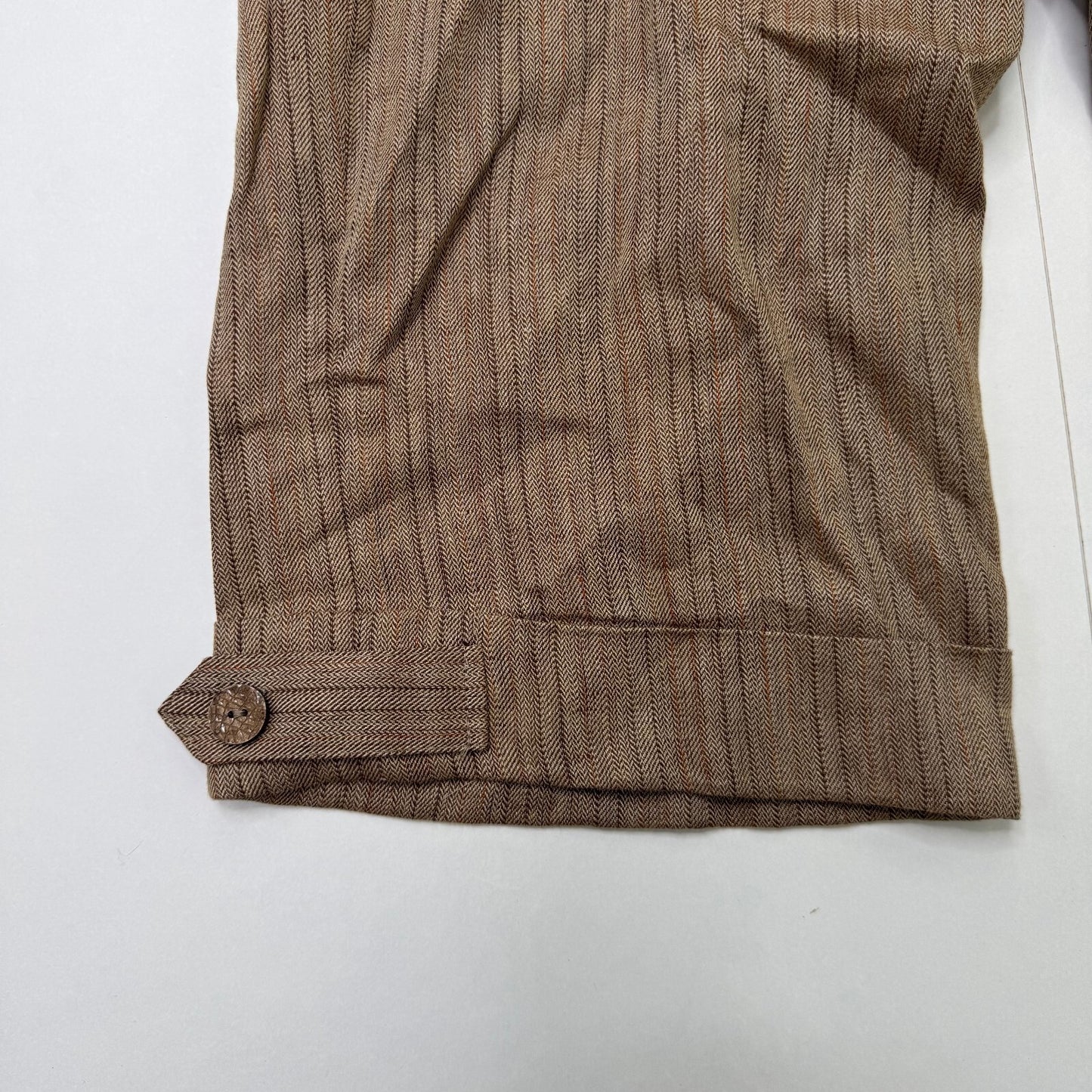 Y2K vintage capri trousers cropped linen pinstripe buttons stripe tailored