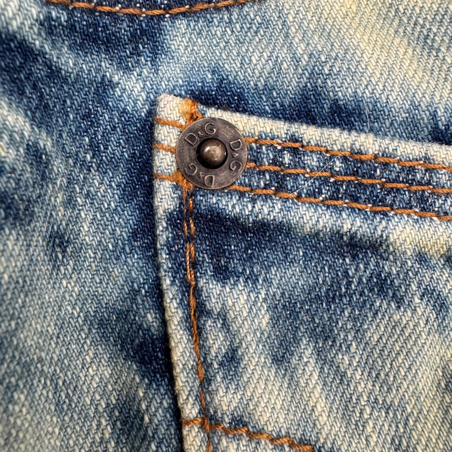 Y2K vintage Dolce & Gabbana bootcut denim jeans acid faded light blue wash