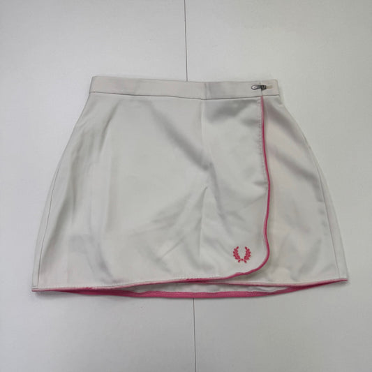 Vintage 80s Fred Perry Tennis Wrap Mini Skirt White Pink Made in England
