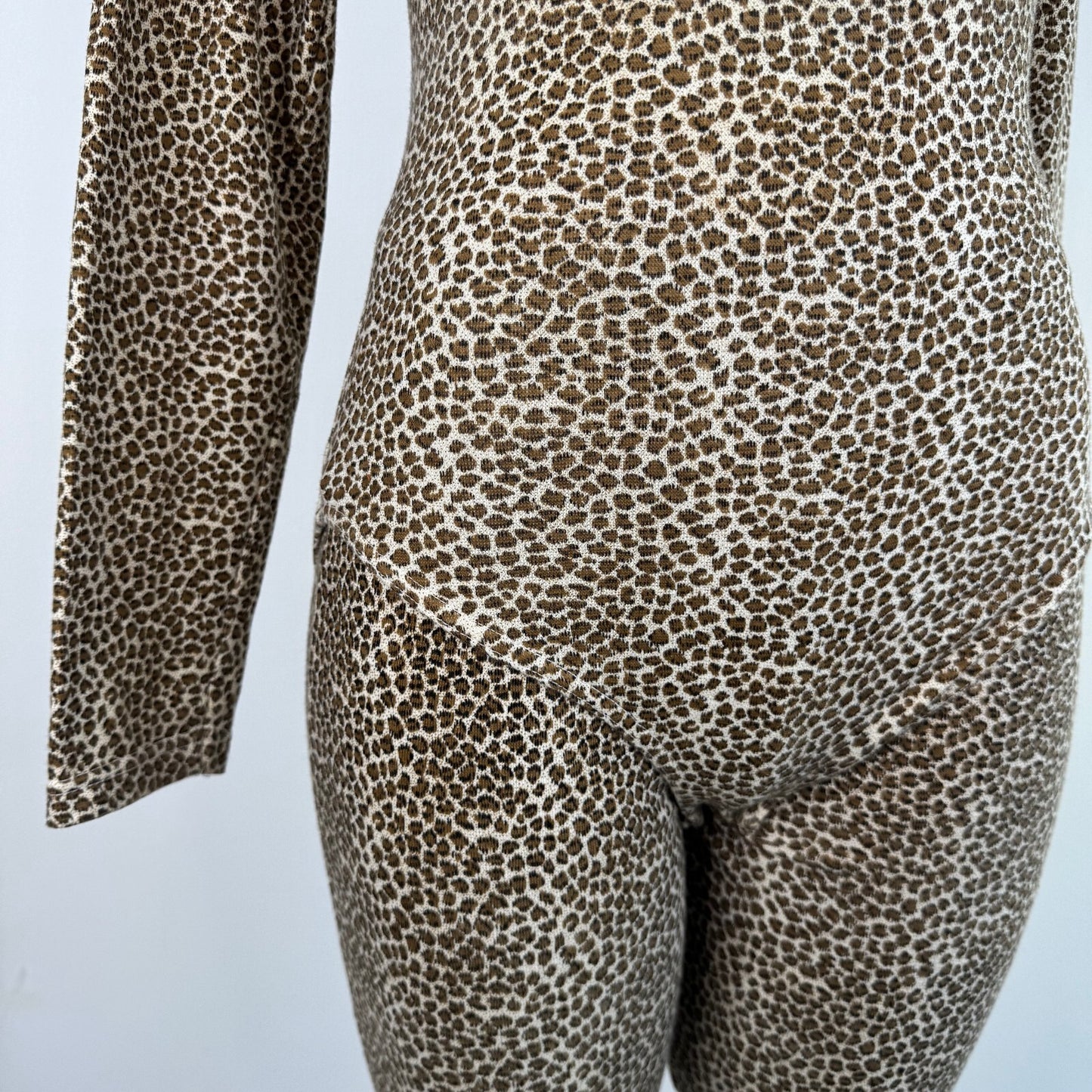 Y2K vintage leopard print bodysuit matching leggings long sleeve stretchy