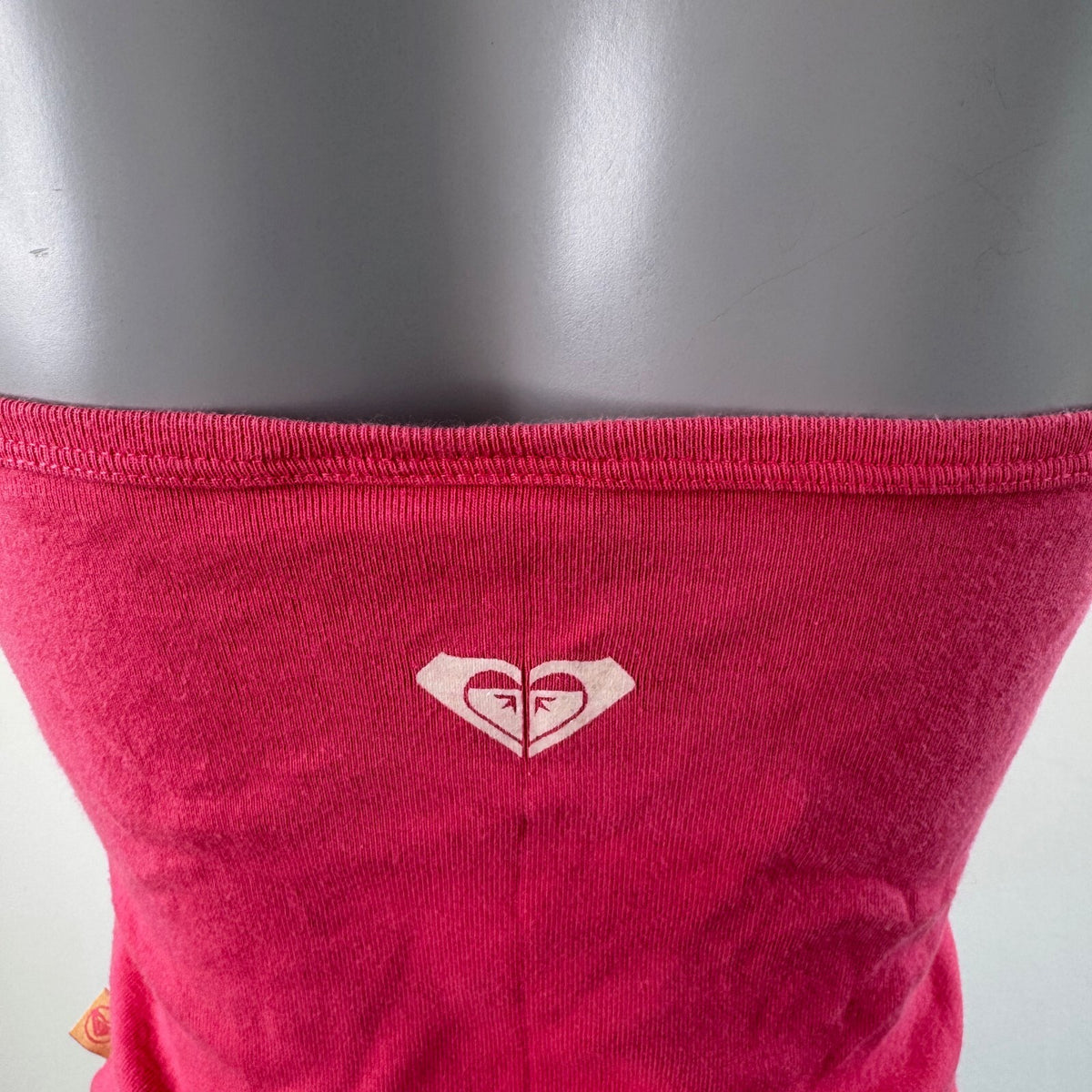 Y2K vintage Roxy halter top v neck sparkly pink two tone bow sporty logo