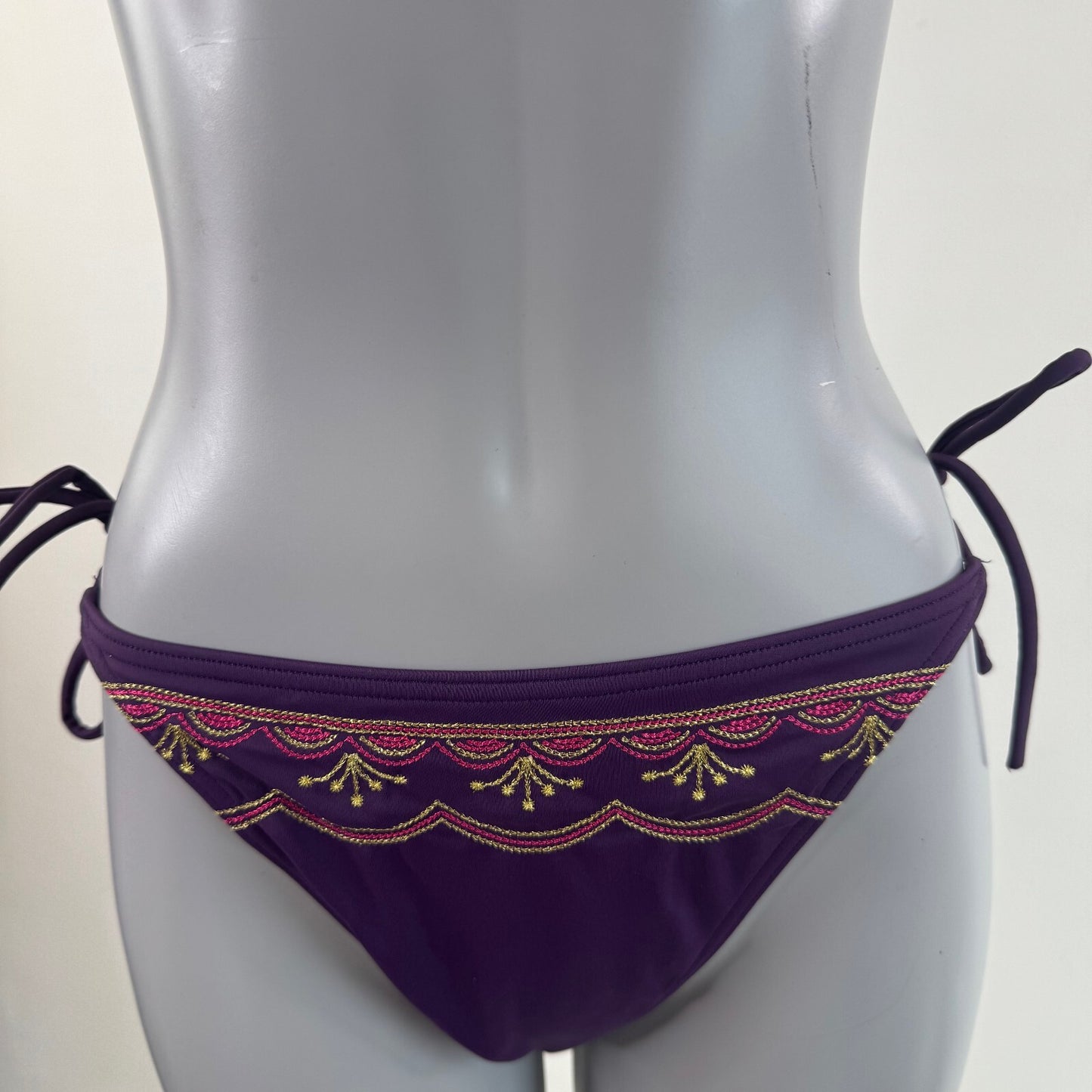Y2K vintage bikini set matching sequin embroidered tie bow boho halter
