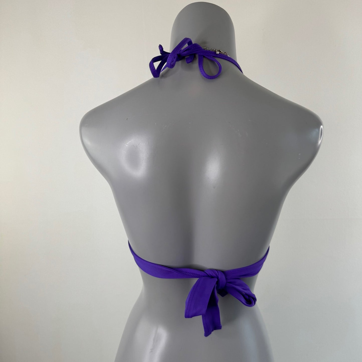 Y2K vintage bikini top halter neck tie bow purple