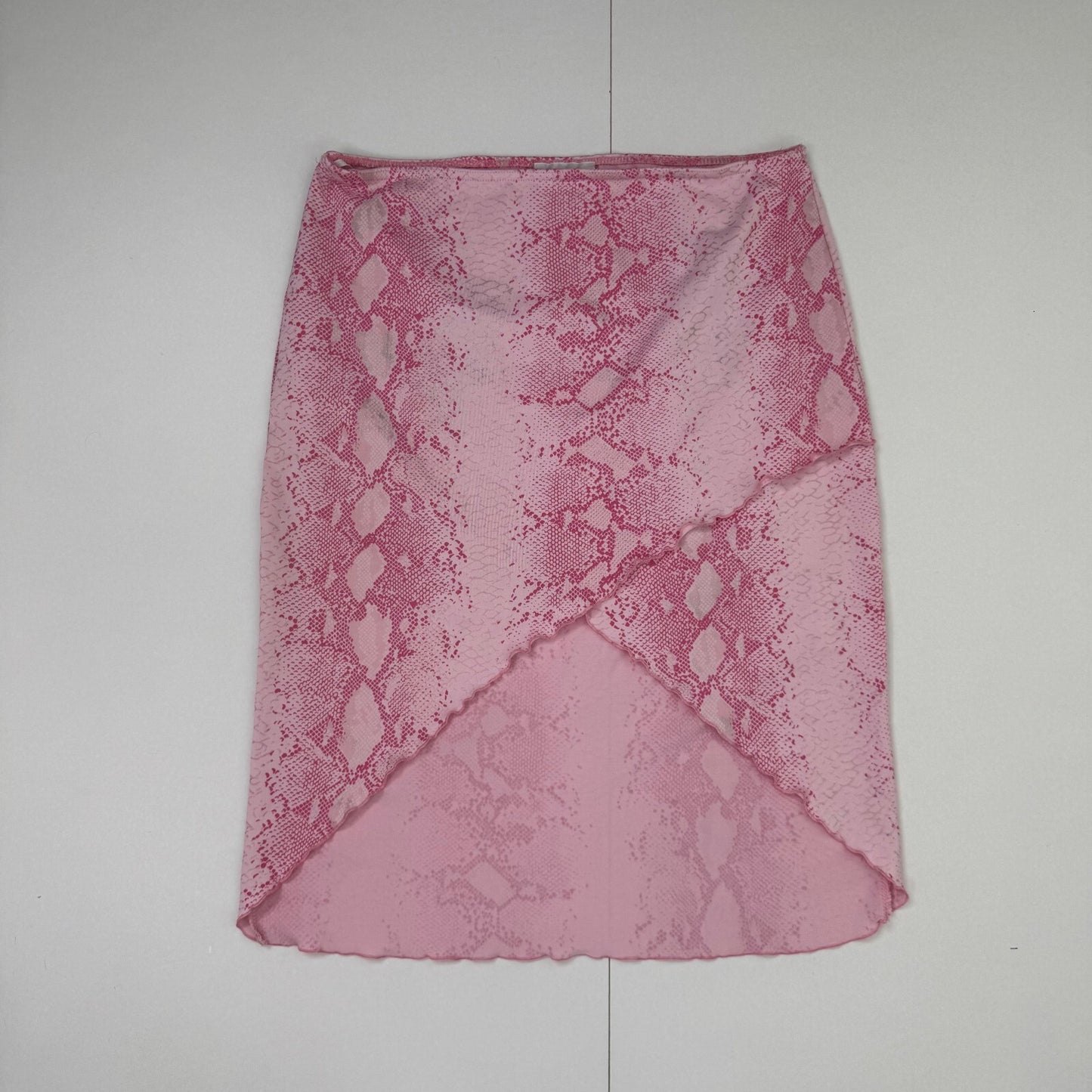 Y2K vintage mini skirt snakeskin bodycon asymmetrical lettuce hem stretchy