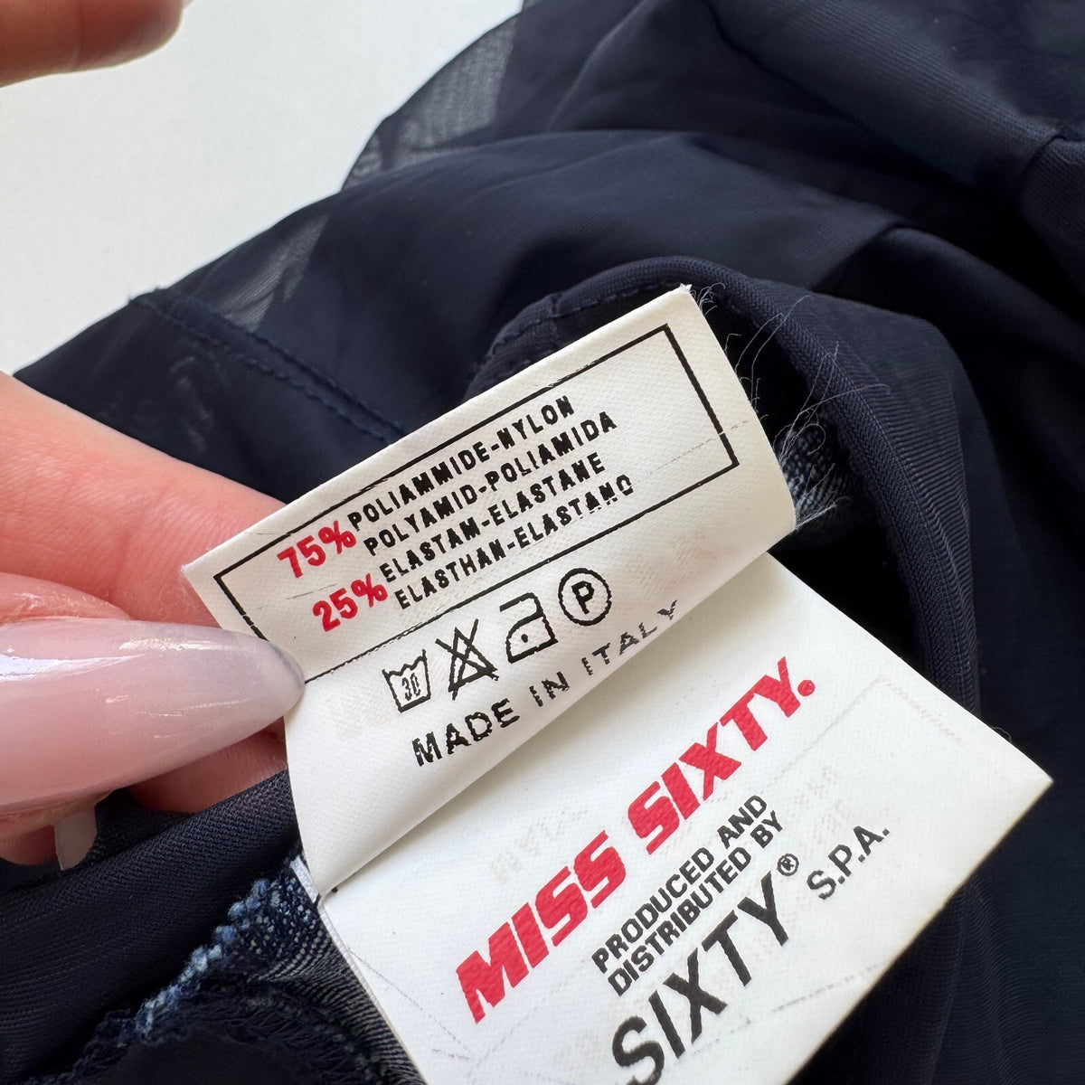 Y2K vintage Miss Sixty tank top mesh sheer crop short blue stretchy fitted