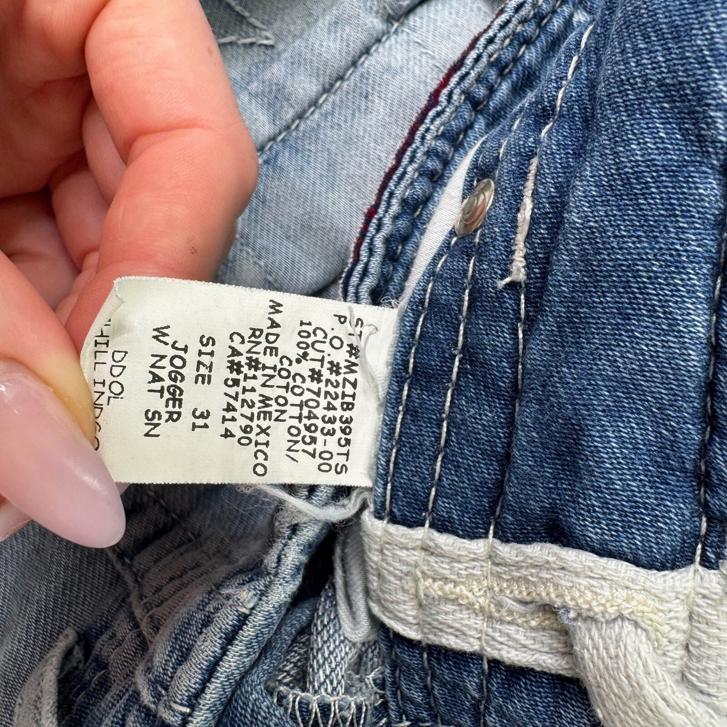 Y2K vintage True Religion denim joggers tracksuit bottoms drawstring light blue