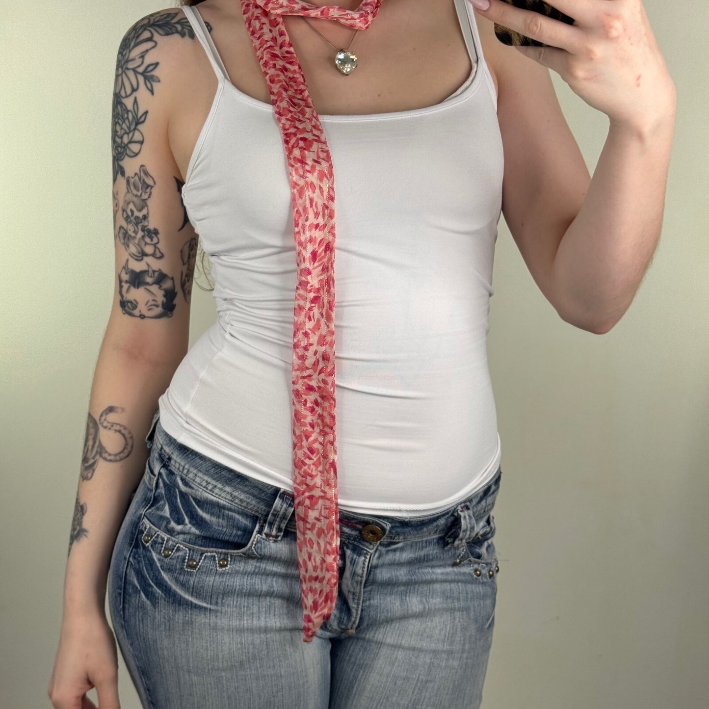 Y2K vintage scarf skinny thin sparkly pattern pink