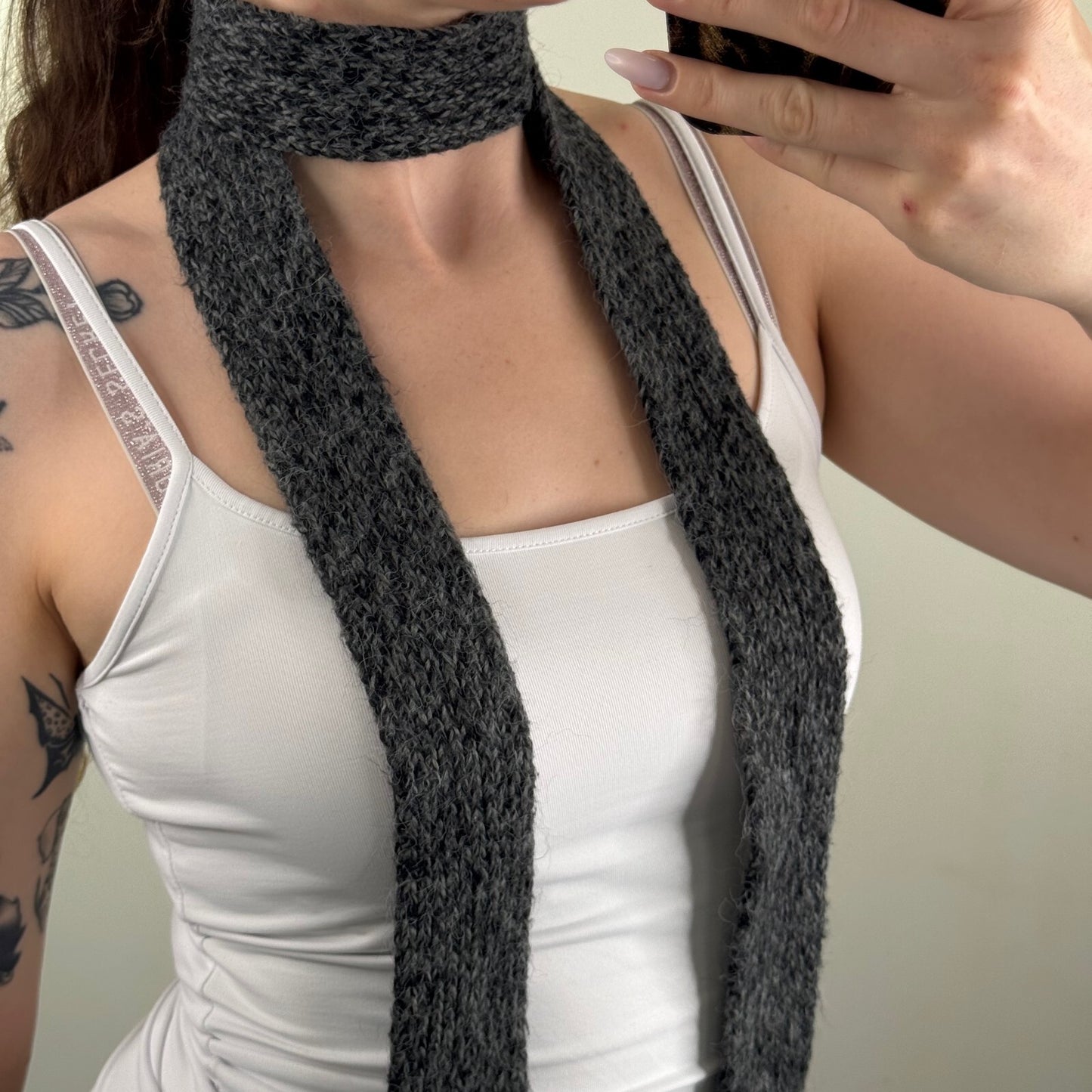 Y2K vintage scarf knit skinny thin chunky