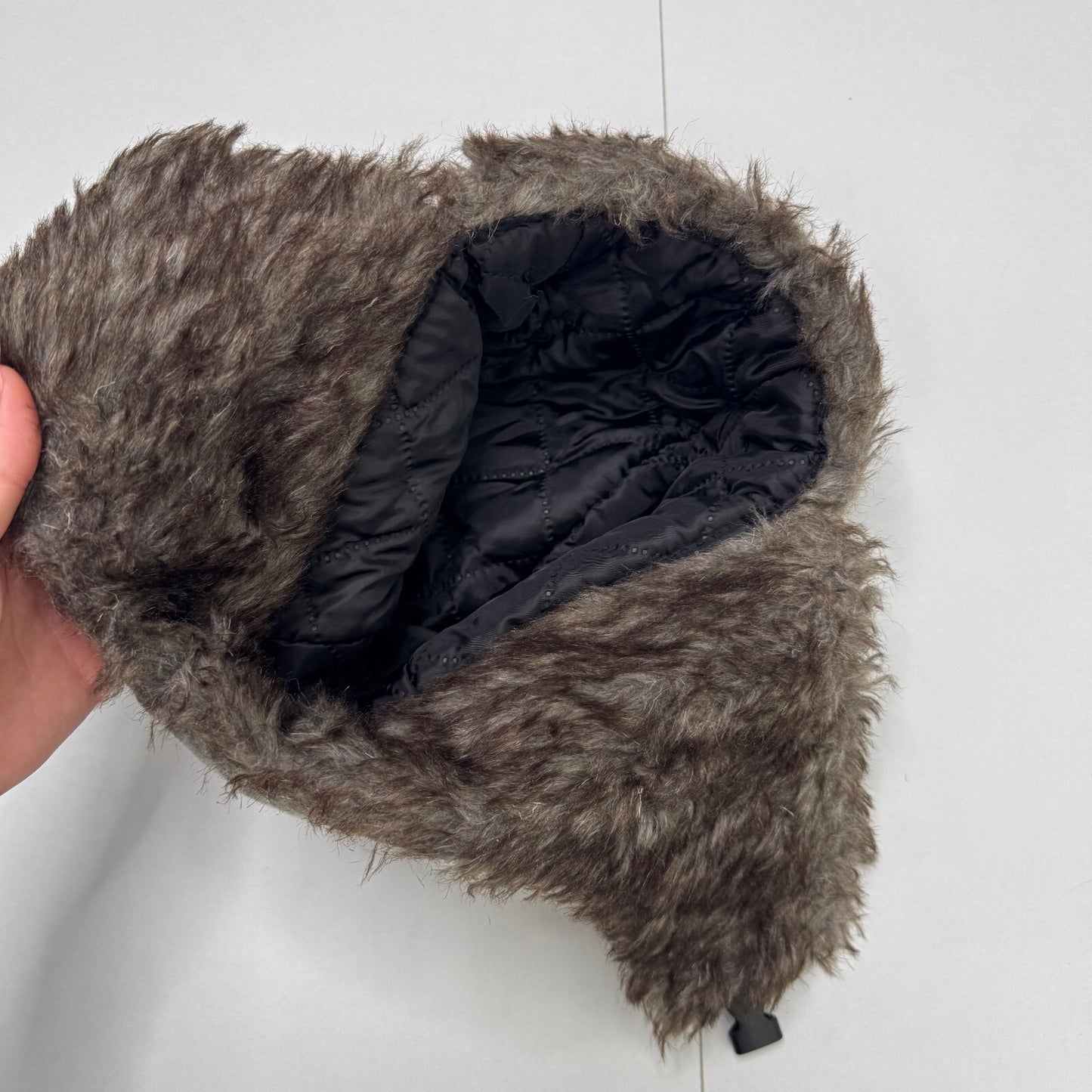 Y2K vintage trapper hat faux fur trim camo print unisex