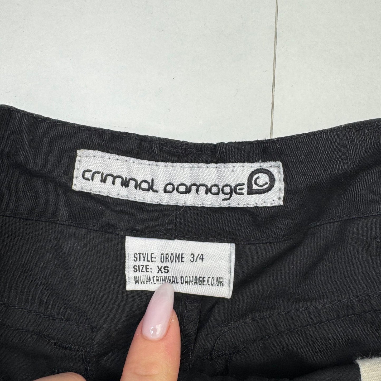 Y2K vintage Criminal Damage baggy shorts cropped cargo utility 3/4 length