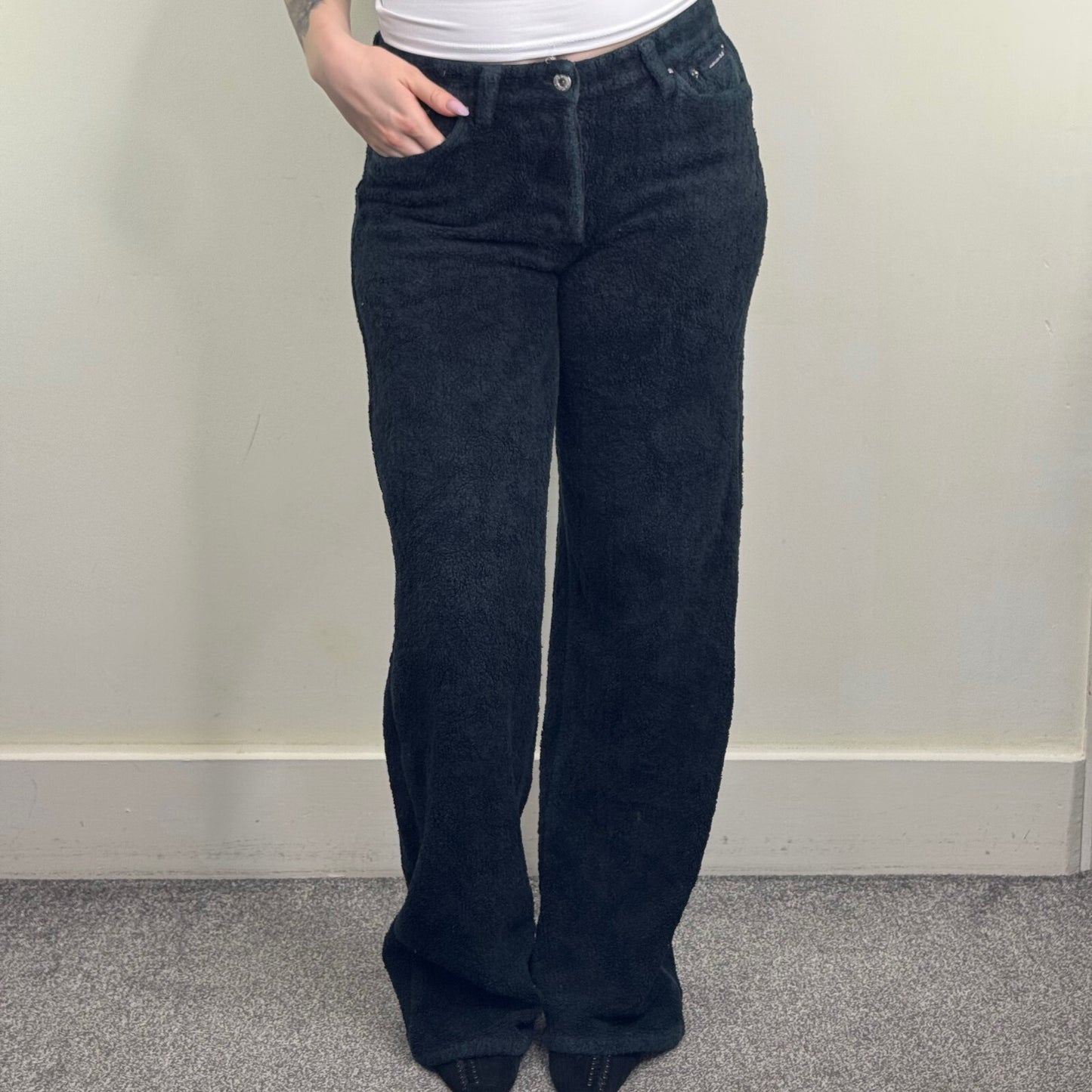Vintage Dolce & Gabbana trousers fleece teddy straight leg baggy fluffy