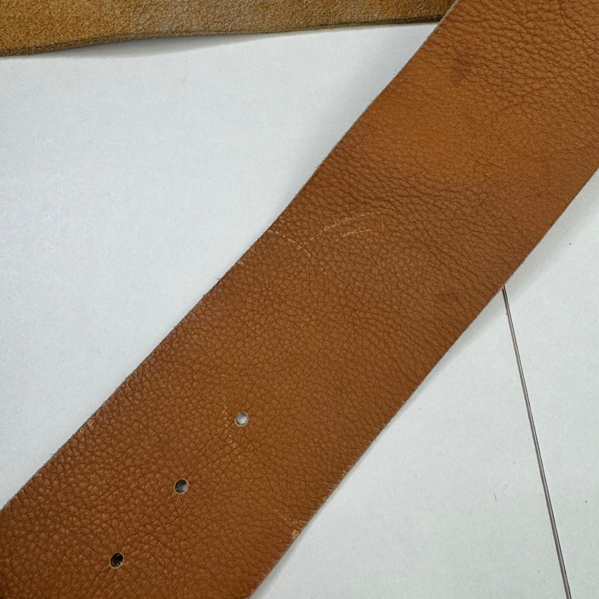 Y2K vintage 100% genuine leather belt oversized chunky grained textured tan