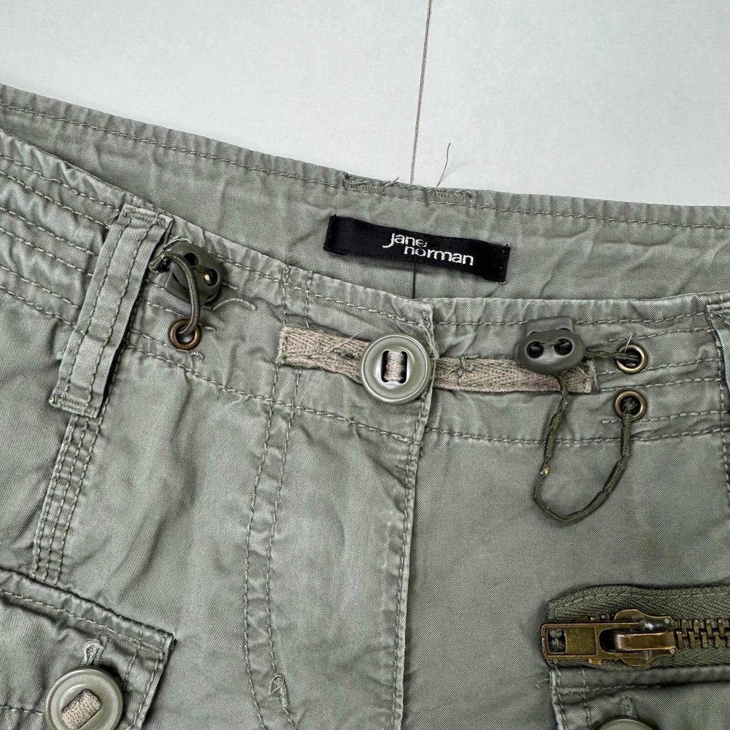 Y2K vintage Jane Norman cargo trousers low rise utility baggy khaki pockets