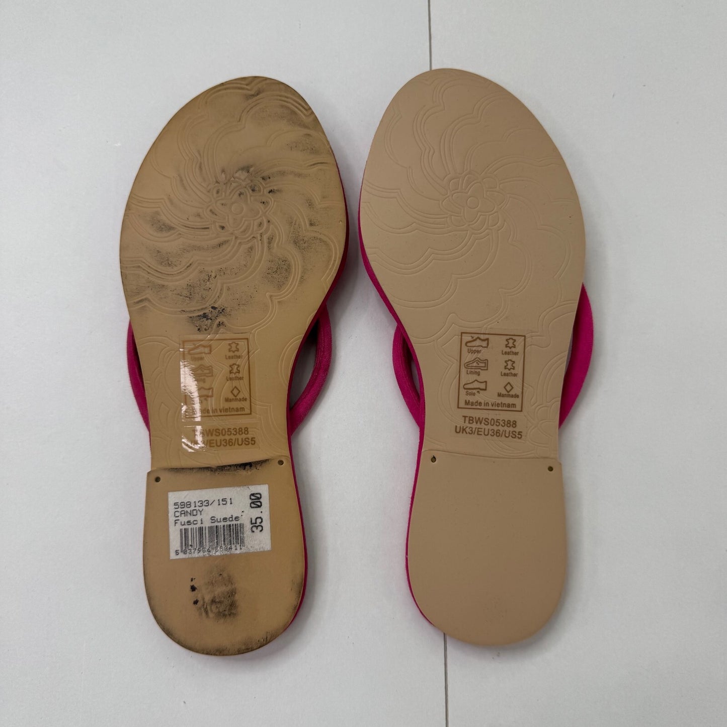 Y2K vintage Ted Baker flip flops sandals suede butterfly slip on summer
