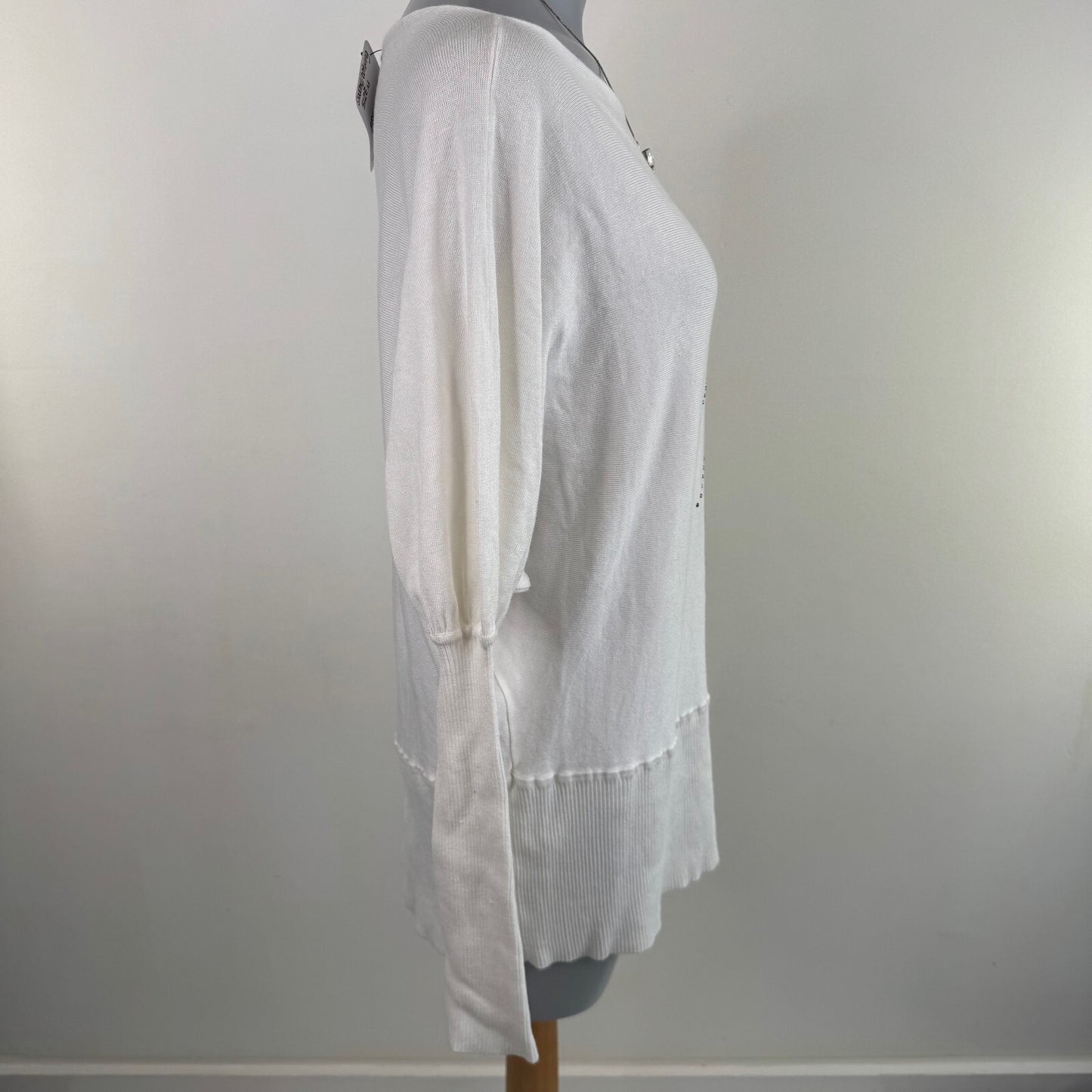 Y2K vintage long sleeve top batwing studded pattern ribbed boat neck slouchy