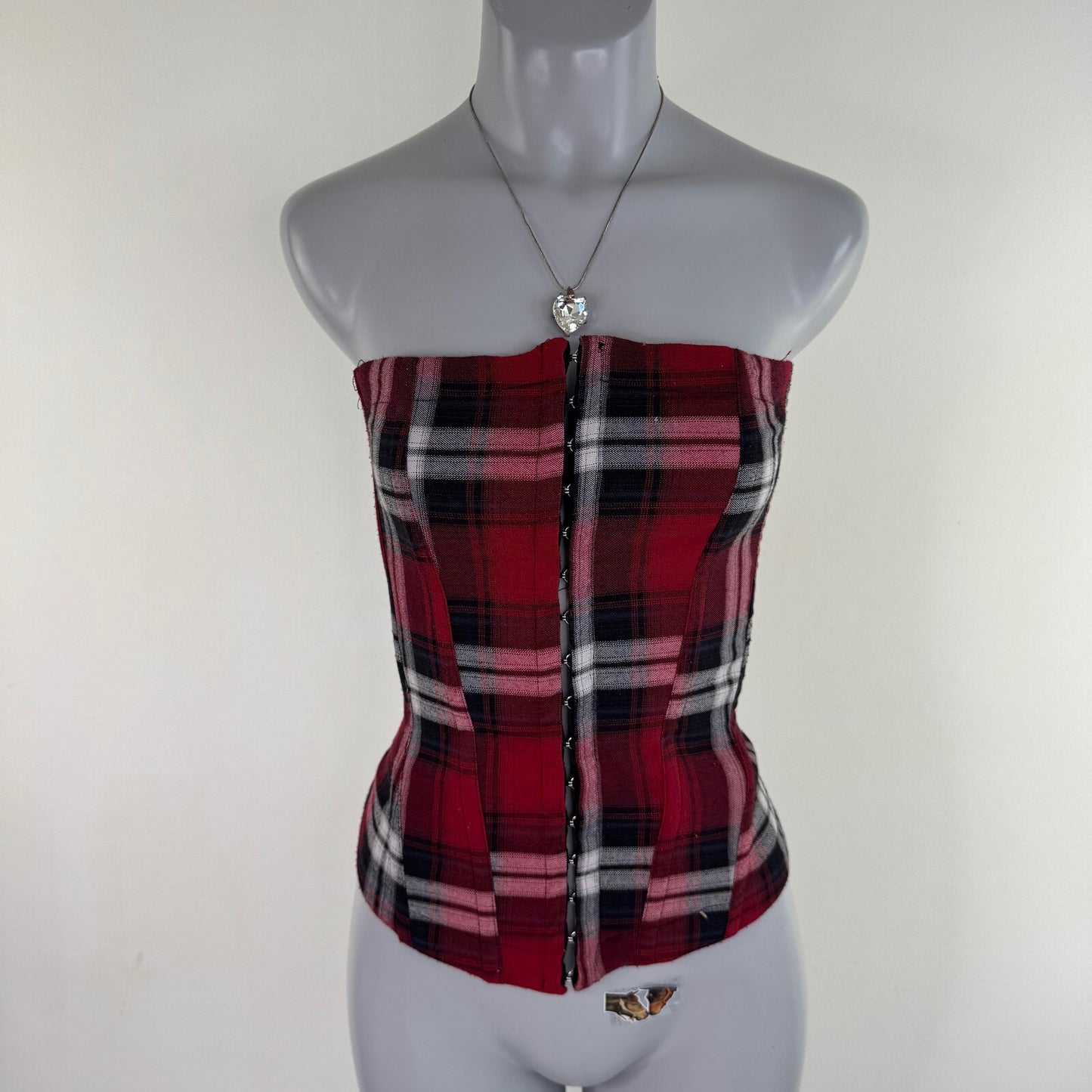 Urban Outfitters tartan corset top lace up back hook and eye
