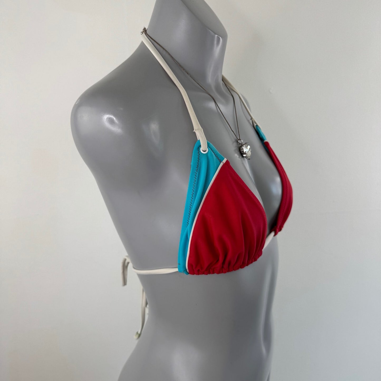 Y2K vintage halter neck bikini top sporty beaded tie bow