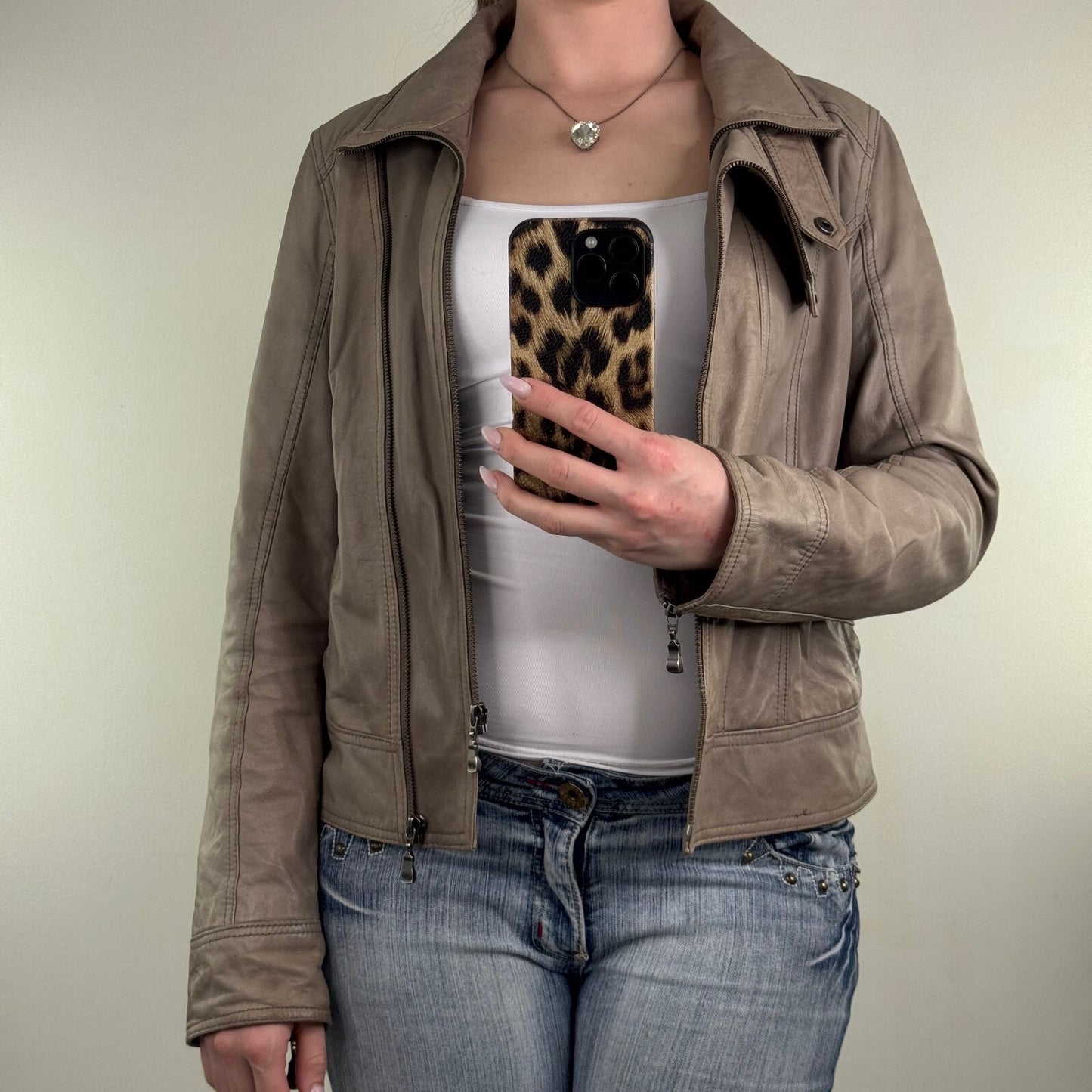 Y2K vintage Ted Baker high neck zip up leather jacket moto archive asymmetrical